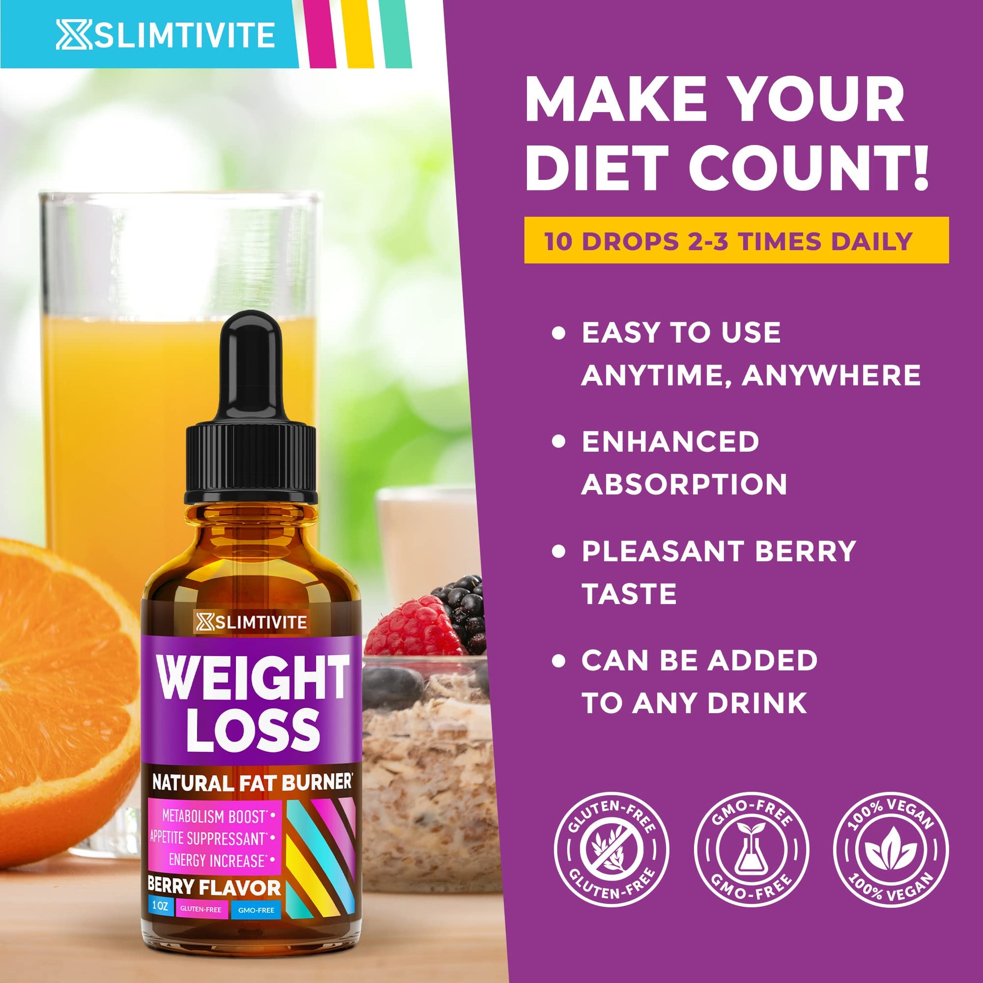 Slimtivite Weight Loss Drops - Diet Fat Effective Appetite Suppressant & Metabolism A.Vogel uk supplements