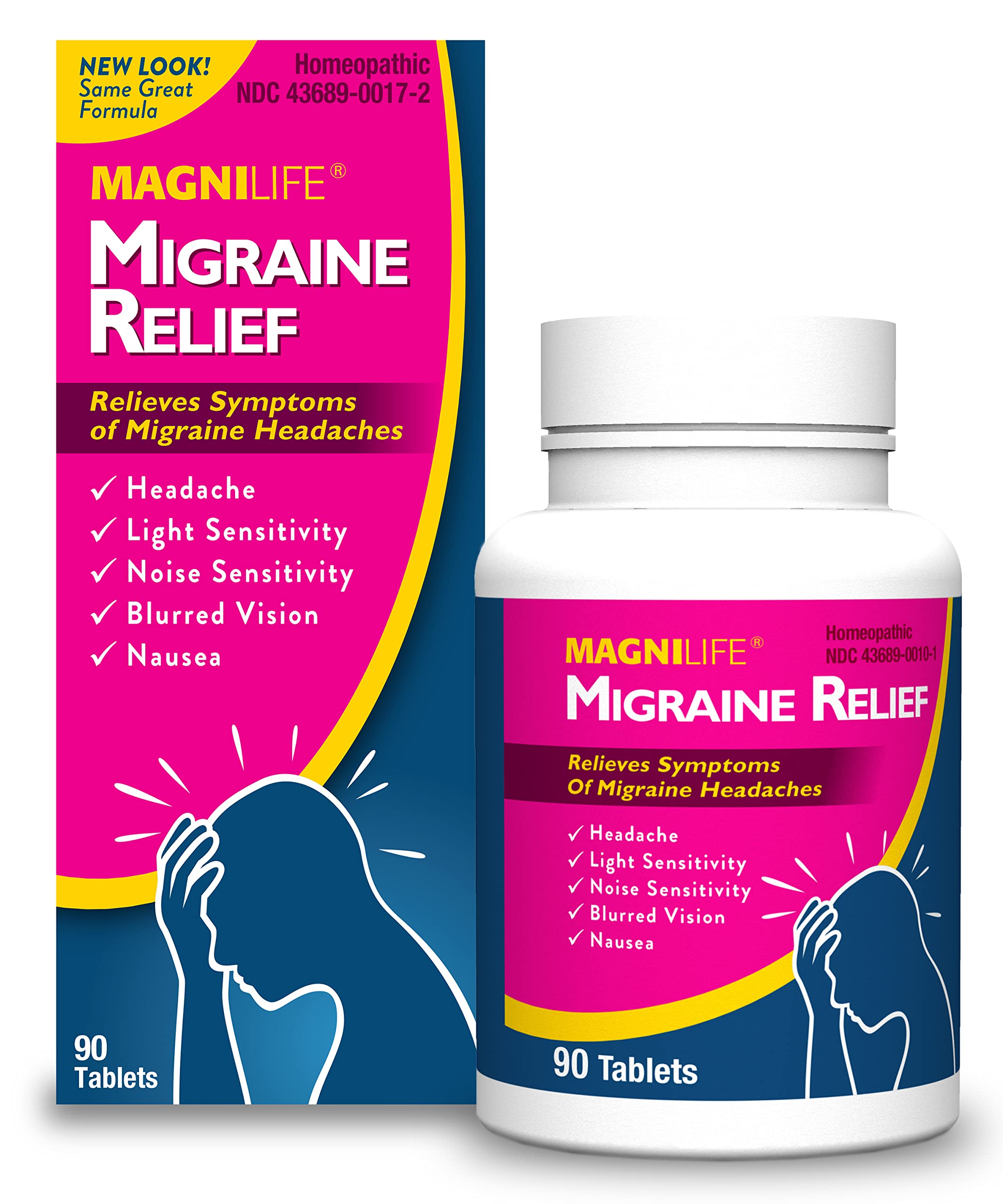 MagniLife Migraine Relief, Non-Habit Forming, 90 Homeopathic Tablets, Migraine Medicine for Light & Sound Sensitivity, Nausea, Blurred Vision & Pressure, Quick-Dissolve Headache Pain Relief MagniLife uk supplements