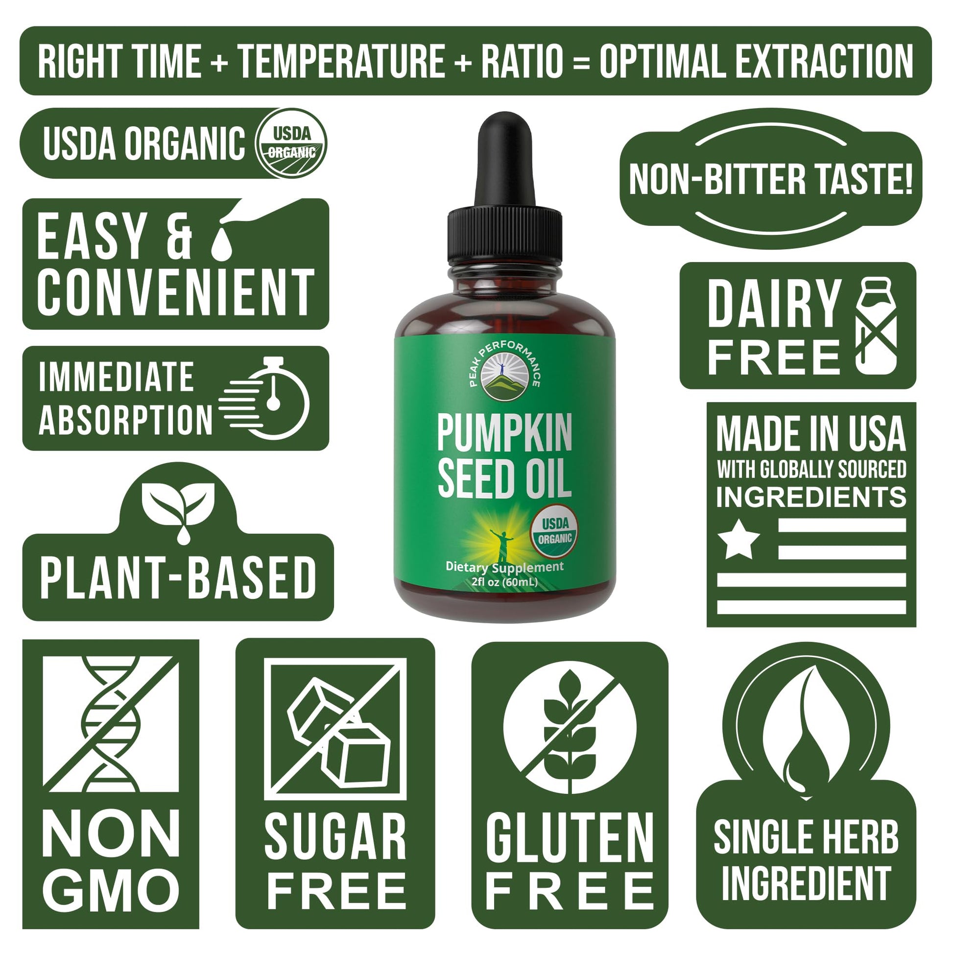 Pumpkin Seed Oil. USDA Organic Vegan Liquid Drops Extract for Women and Men. Supplement for Hair Growth, Skin Health, UT, Prostate Support. Zero Sugar, Gluten Free. Take Orally No Capsules Peak Performance uk supplements