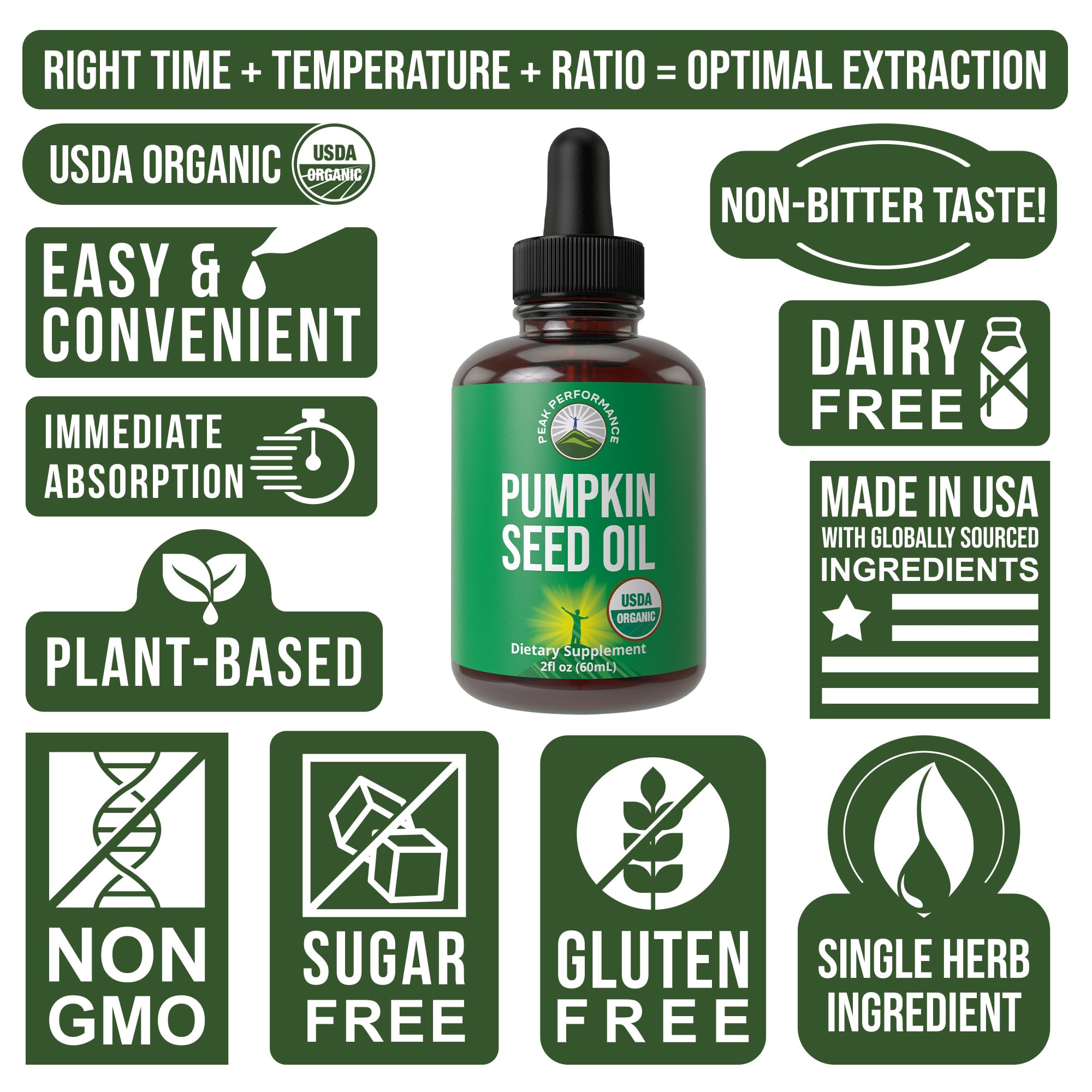 Pumpkin Seed Oil. USDA Organic Vegan Liquid Drops Extract for Women and Men. Supplement for Hair Growth, Skin Health, UT, Prostate Support. Zero Sugar, Gluten Free. Take Orally No Capsules Peak Performance uk supplements