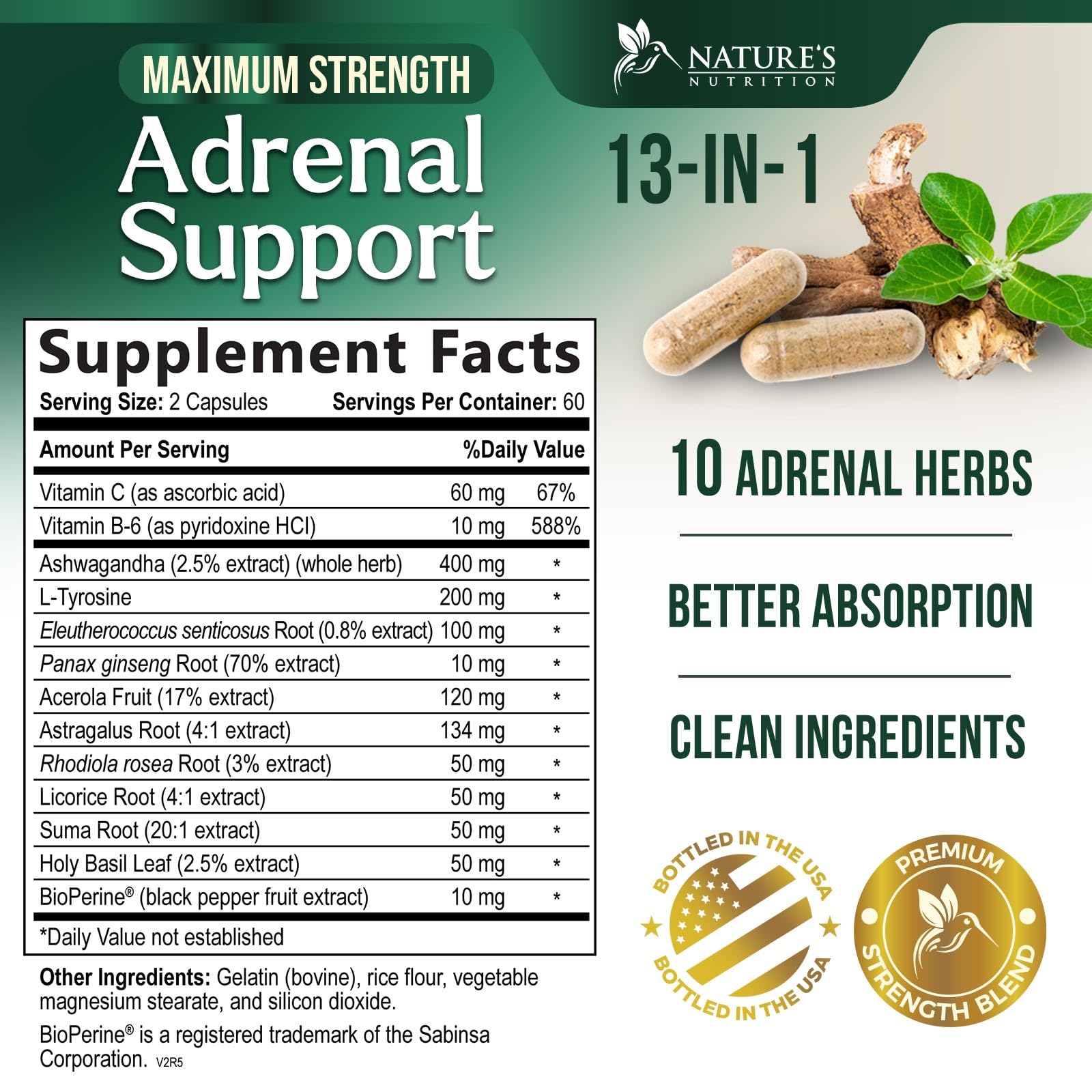 Nature's Nutrition Adrenal Support Supplements Cortex Complex, Best Energy Supplement, Supports Health & Energy Levels, Daily Ashwagandha for Women & Men, Supports Immune System, 120 Capsules Nature's Nutrition uk supplements
