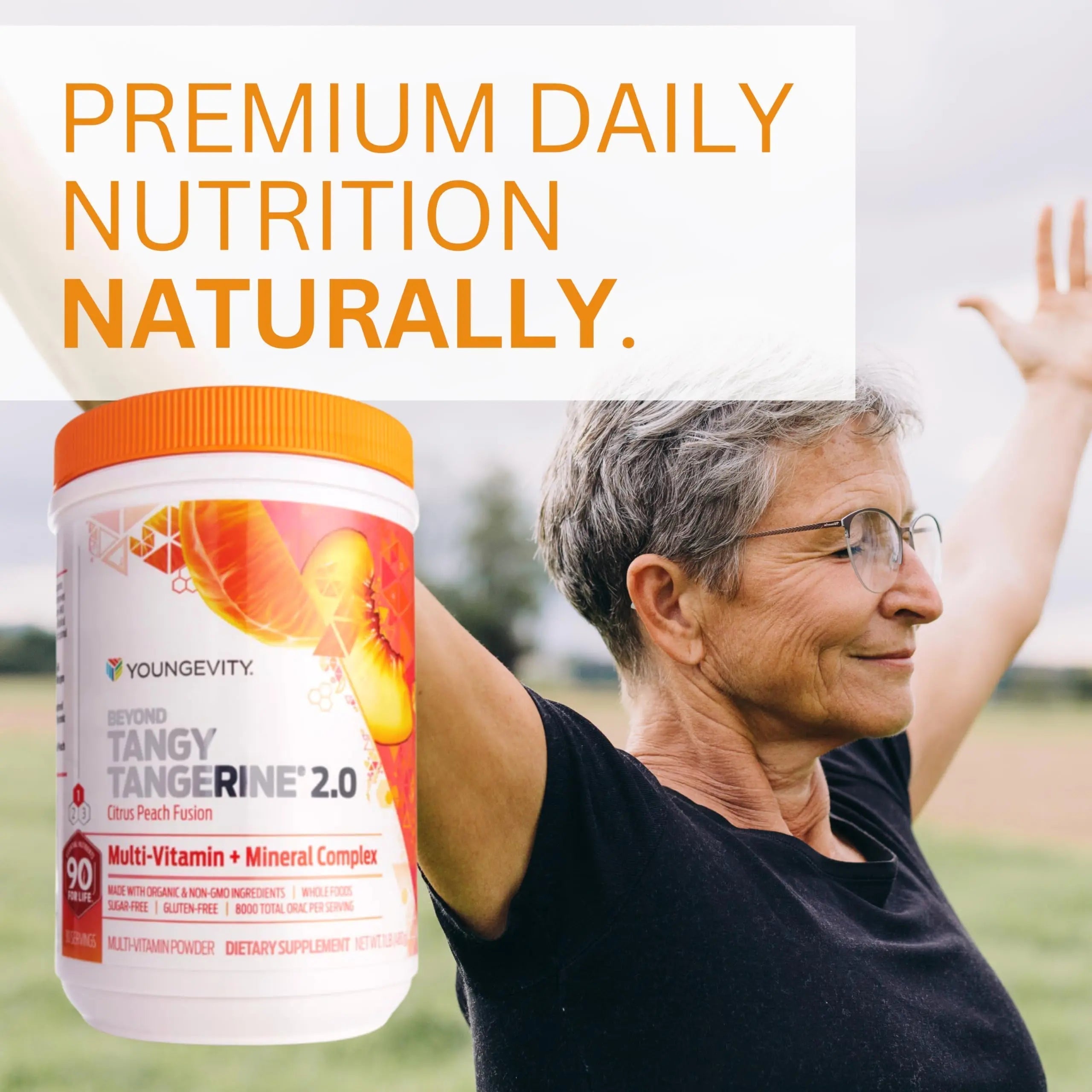 Youngevity Beyond Tangy Tangerine 2.0 Citrus Peach Ultimate Multi-Vitamin & Mineral Complex - Made with Natural & Whole Foods | 8,000 ORAC | 2 Canisters Youngevity uk supplements