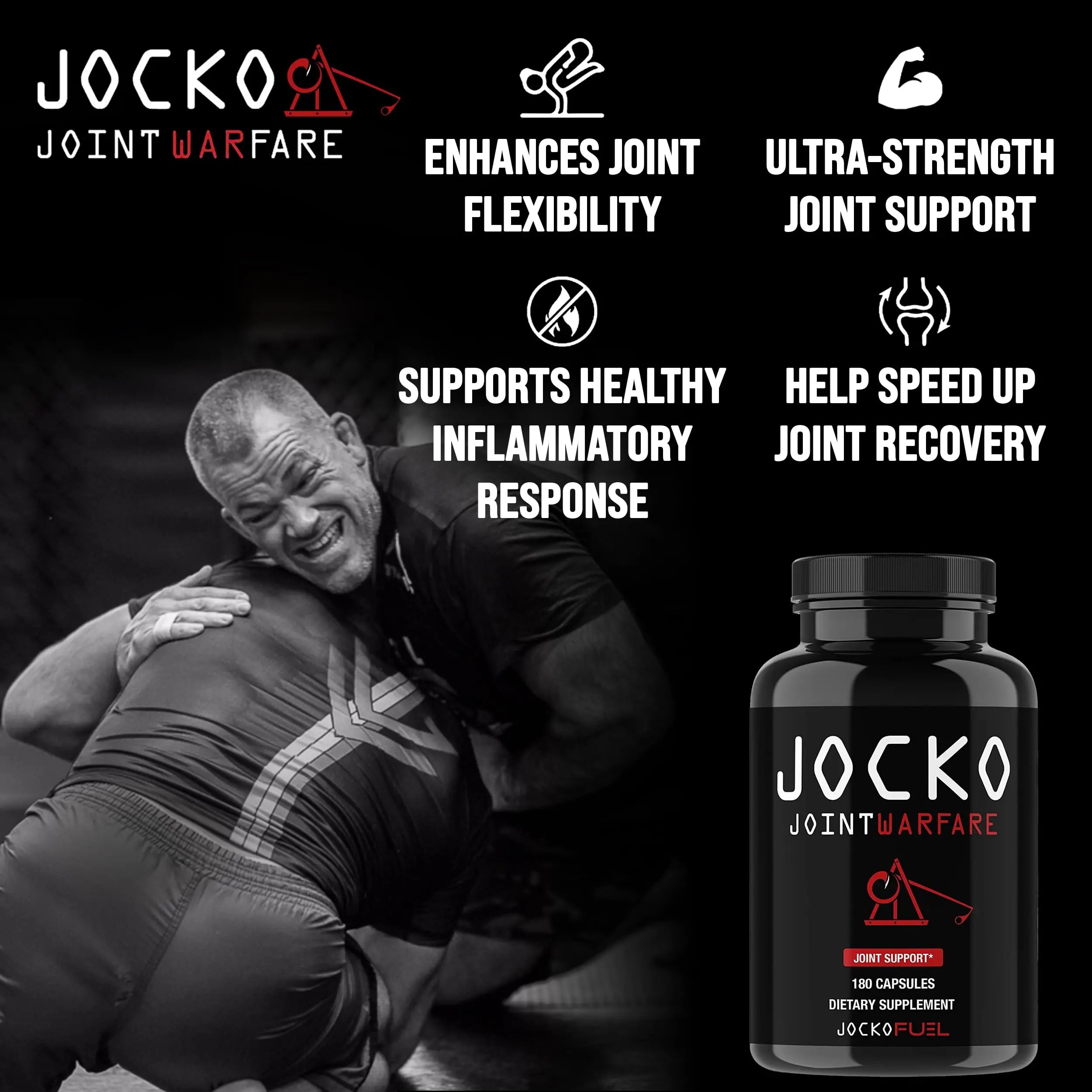 Jocko Fuel Joint Support Supplement - Glucosamine MSM for Joint Pain, Mobility, & Flexibility w/Turmeric & Boswellia (180 Capsules) Jocko Fuel uk supplements