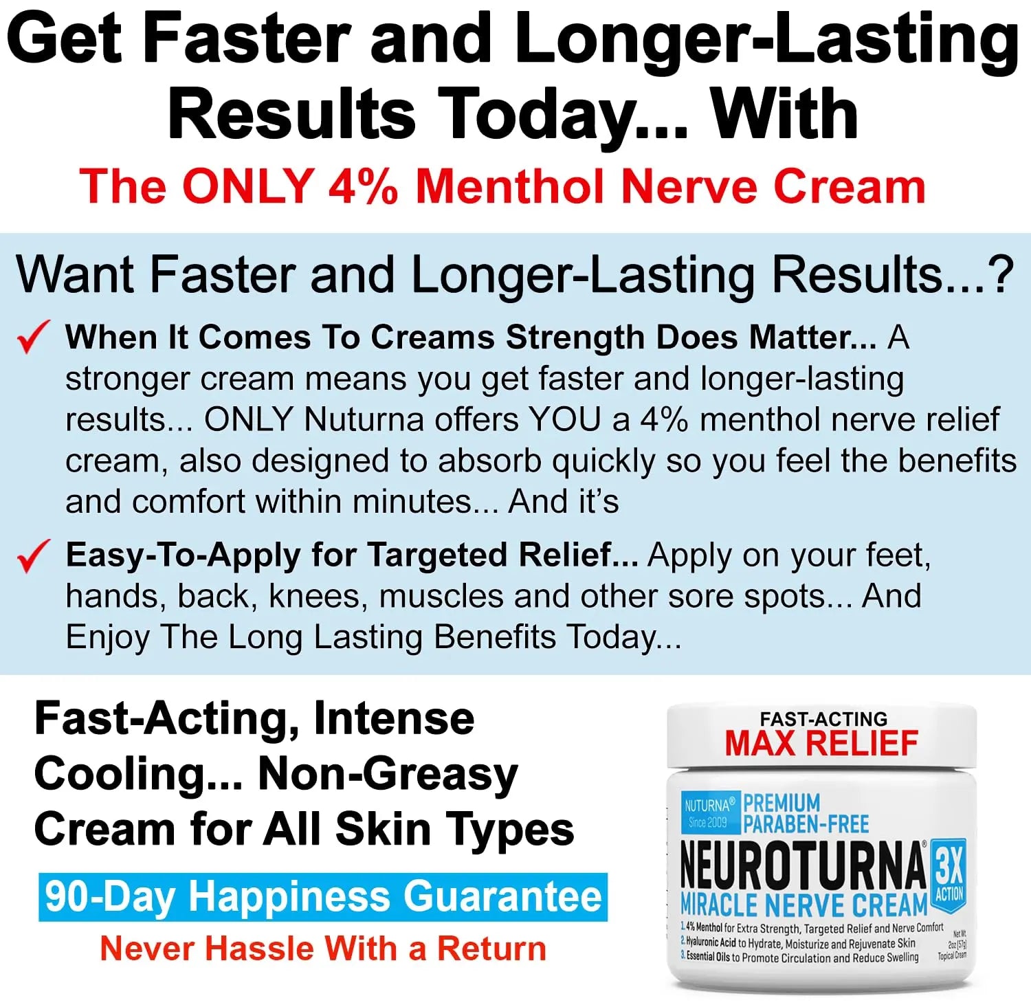 Neuropathy Nerve Relief Cream - Premium Nerve Cream 3X Action for Targeted Relief and Soothing Nerve Comfort - Maximum Strength with 4% Menthol, MSM for Feet Hands Legs Toes & Back - Extra Large 6 Oz Nuturna uk supplements