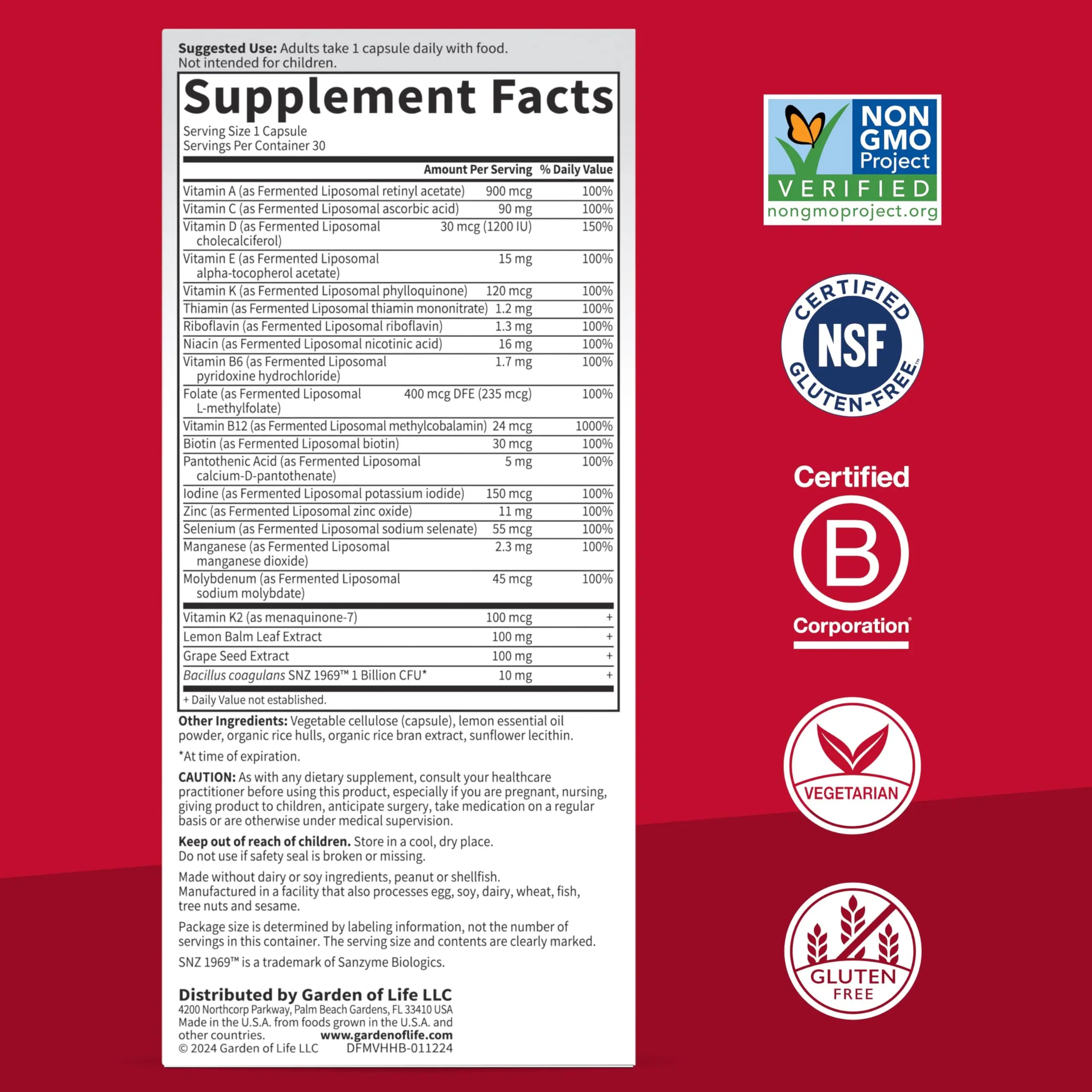 Garden of Life Dr. Formulated Multi+ Heart Health - Fermented Liposomal Multivitamin + Vitamin K2 MK-7, B Vitamins & Probiotics Garden of Life uk supplements