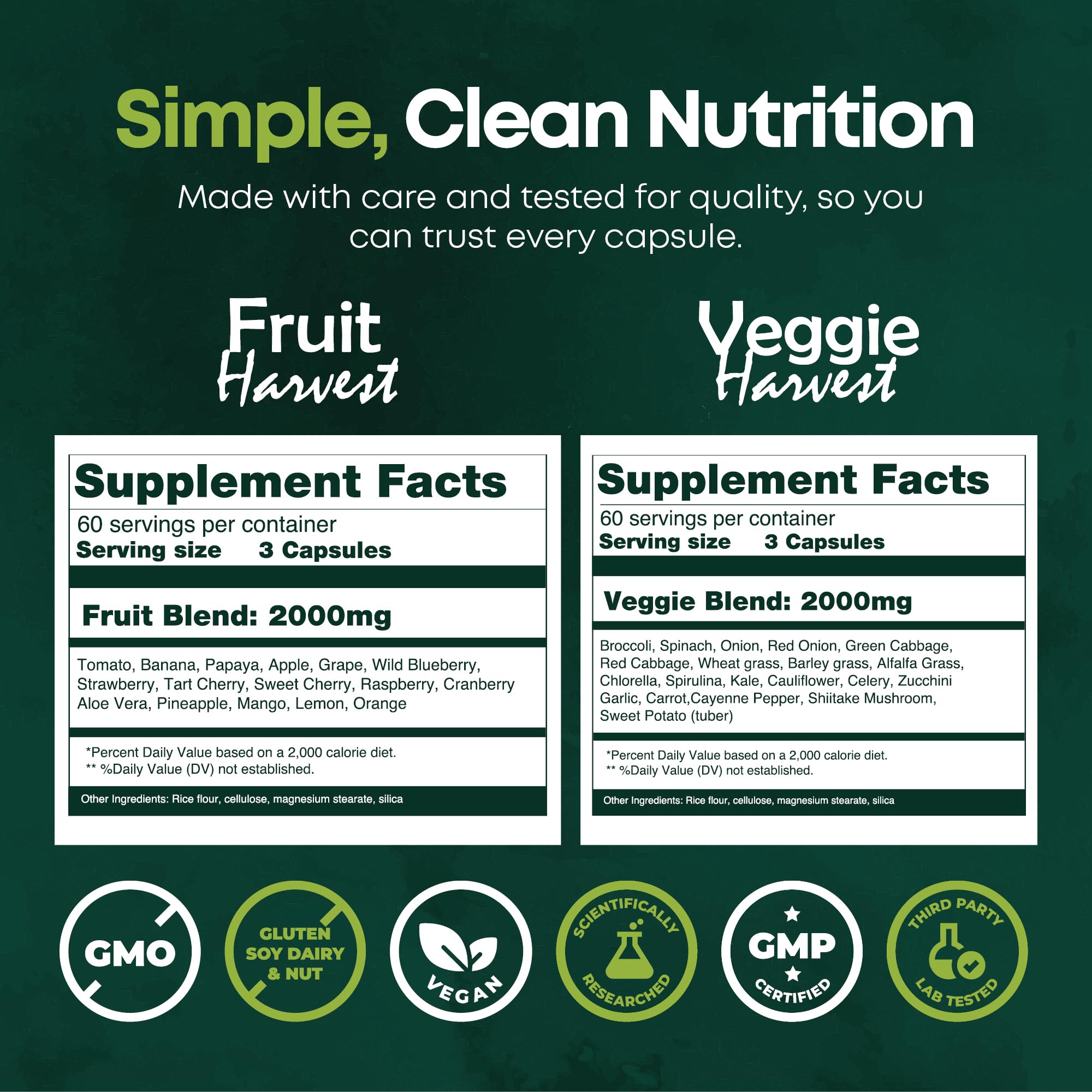 Supermed Research Fruits and Vegetables Supplements – 2 Pack Combination Fruit & Veggies Supplement – Whole Food Vitamins & Minerals for Adults – Superfood Veggie Vitamins for Adults (180 x 2, 360 Ct) Supermed Research uk supplements