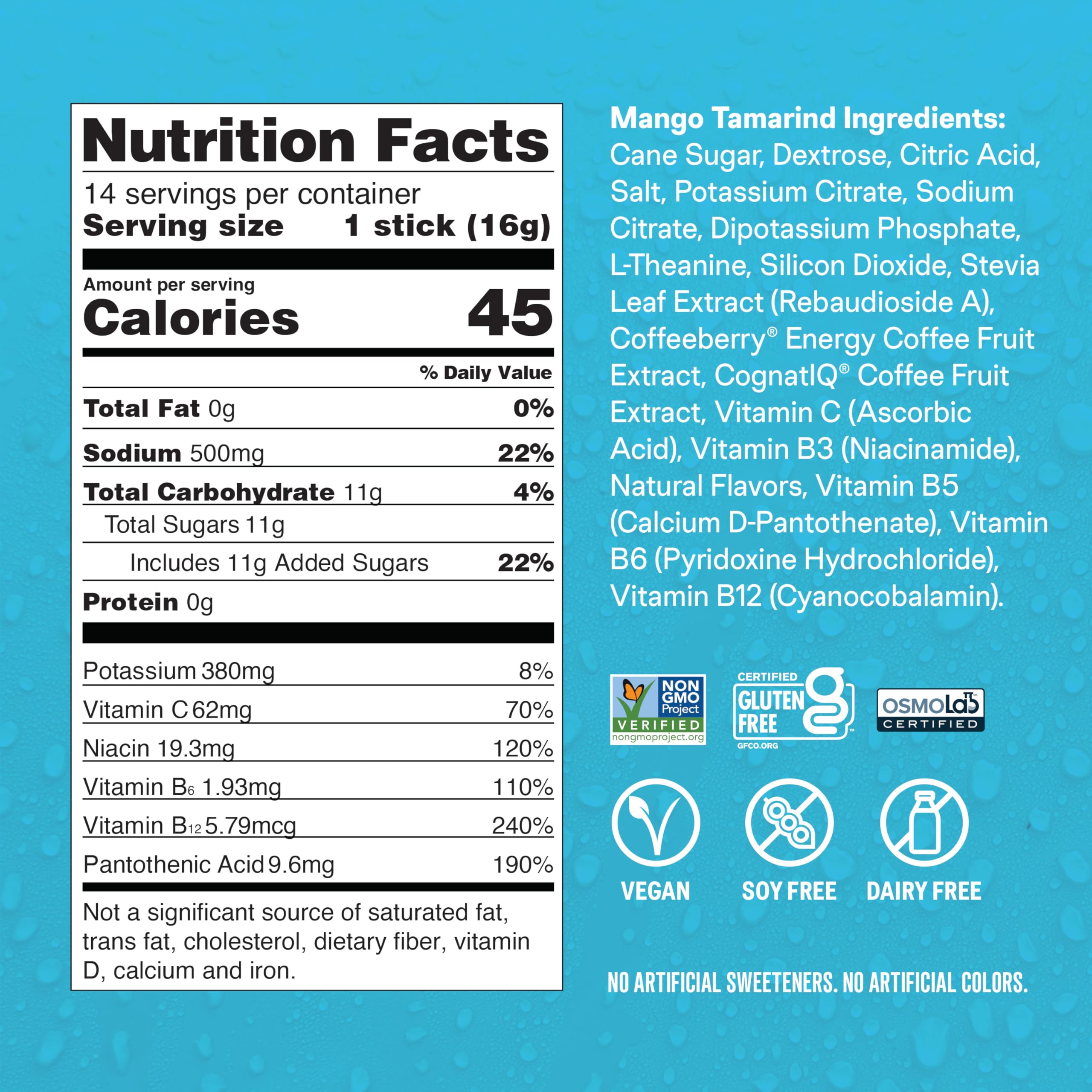 Liquid I.V.® Hydration Multiplier +Energy - Mango Tamarind | Electrolyte Powder Drink Mix | 1 Pack (14 Servings) Liquid I.V. uk supplements