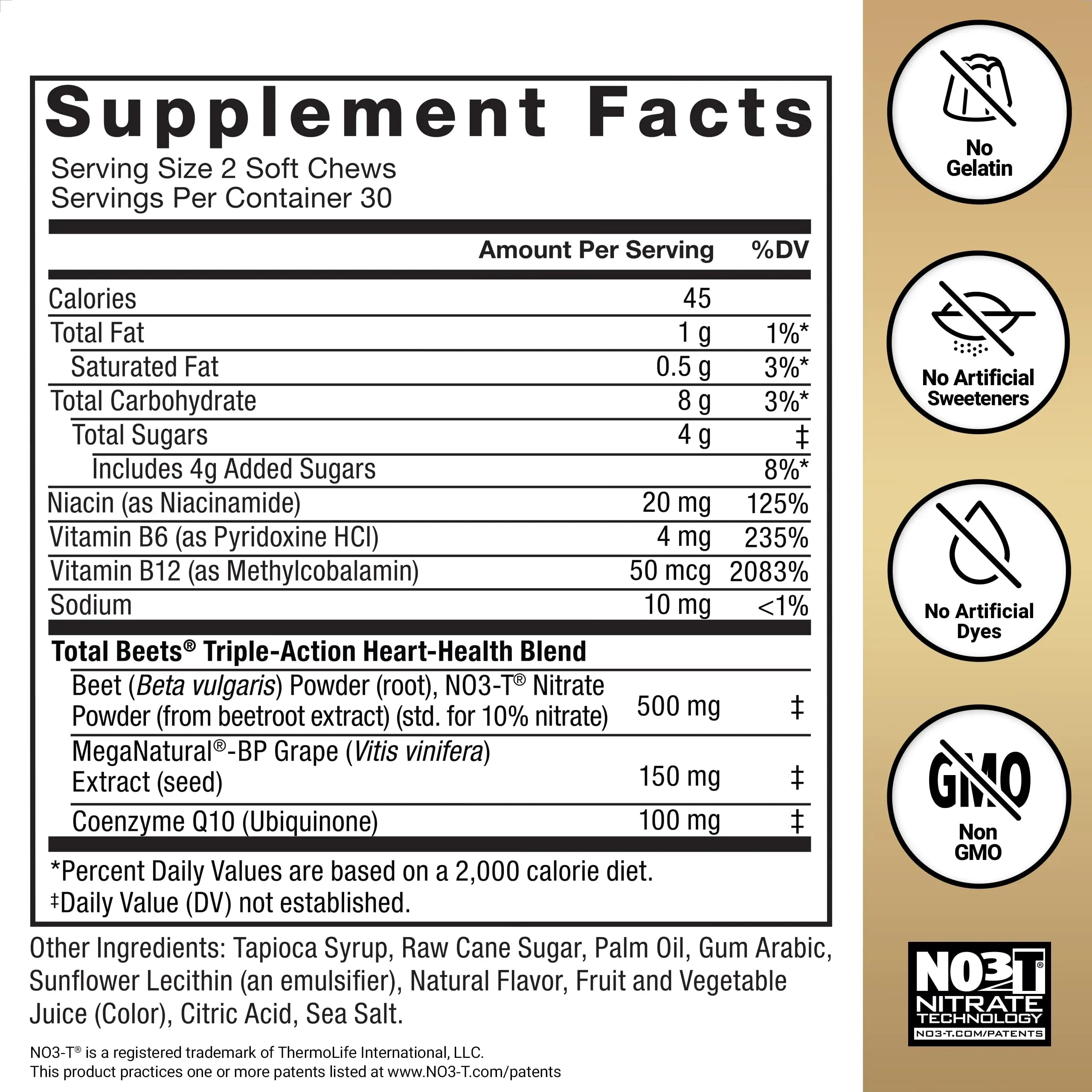 Force Factor Total Beets Ultimate Heart Health Chews for Blood Pressure Support, with Beetroot Powder, CoQ10, B Vitamins & Grapeseed Extract for Blood Flow Force Factor uk supplements
