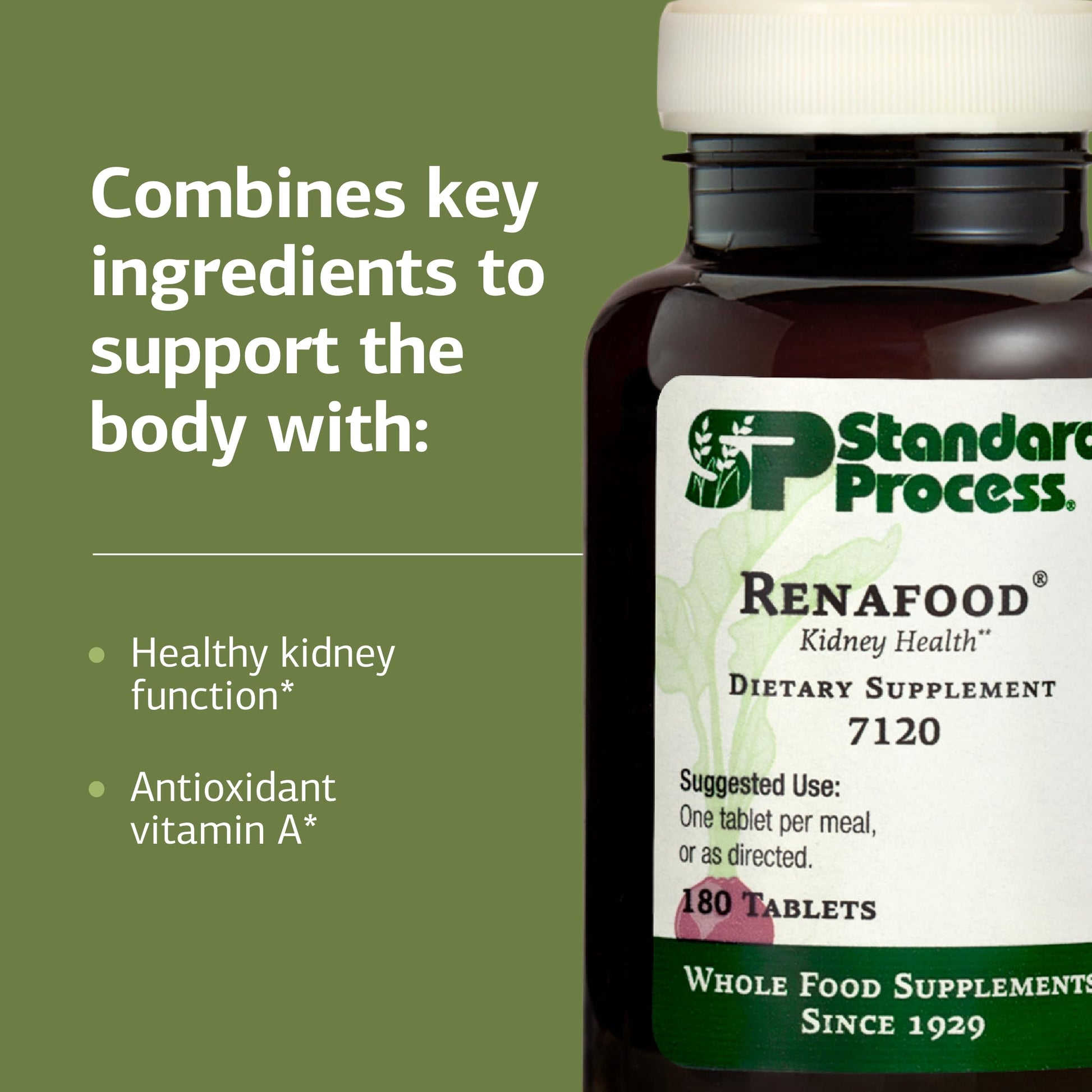 Standard Process Renafood - Supports Healthy Kidney Function & Antioxidant Activity - Contains Vitamins A - Non-Soy - 180 Tablets Standard Process Inc. uk supplements