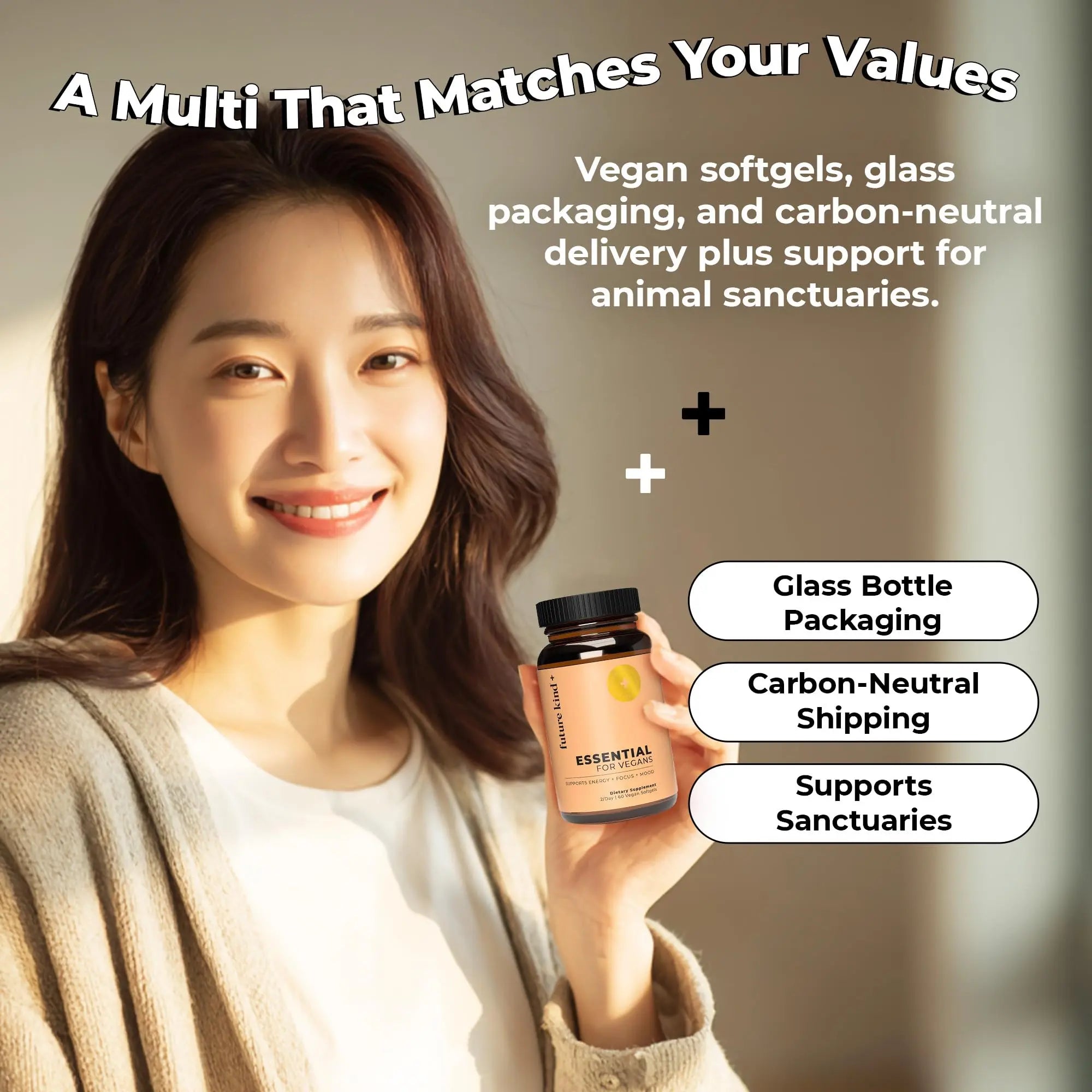Future Kind 3 in 1 Daily Multivitamin - for Energy, Clarity, Active Wellness Support with B12, D3, and Algal Omega-3 - Essential Vegan Multivitamin for Women & Men Future Kind uk supplements