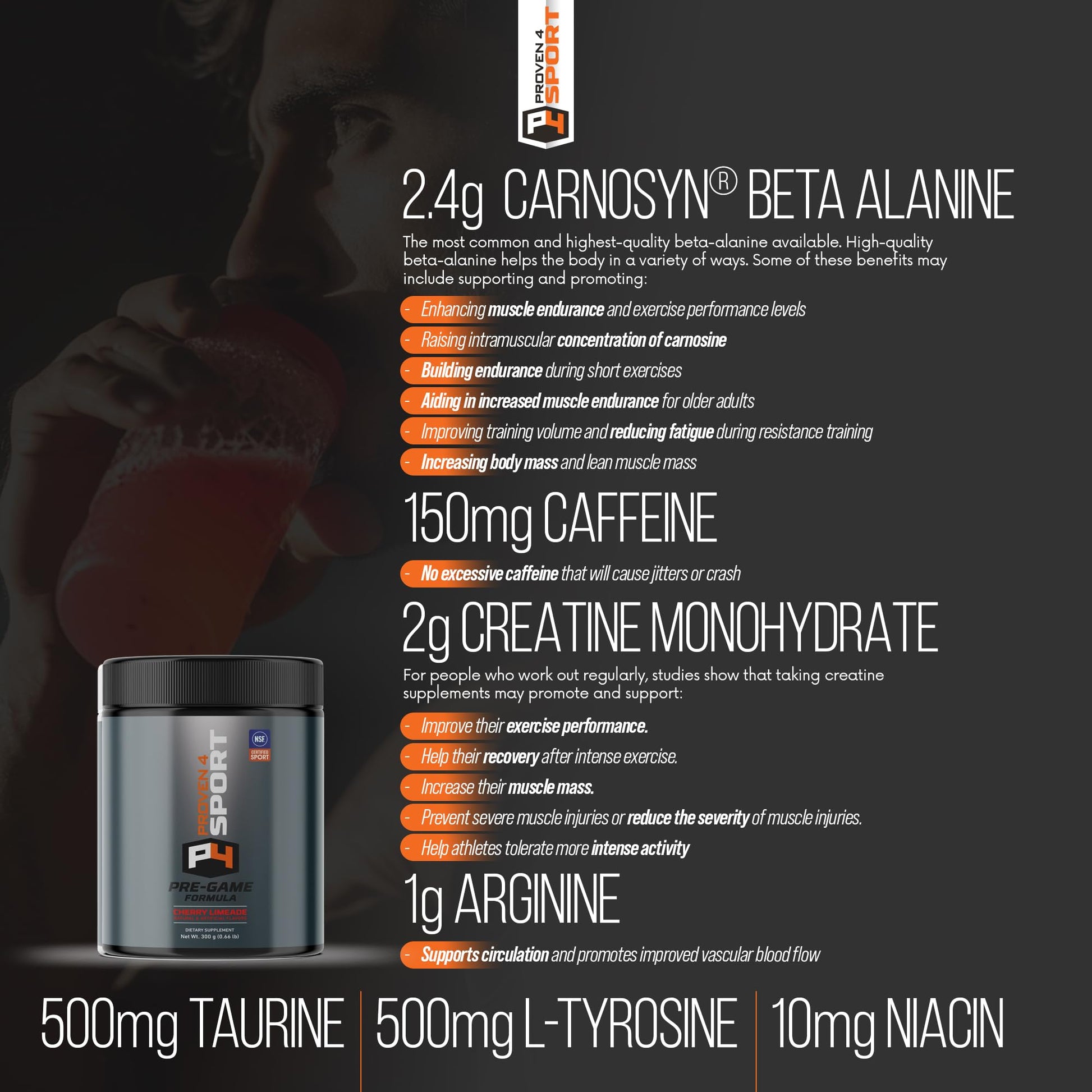Proven4 Pre Workout Powder for Men and Women with Creatine - Beta Alanine - Caffeine Proven4 Sport uk supplements