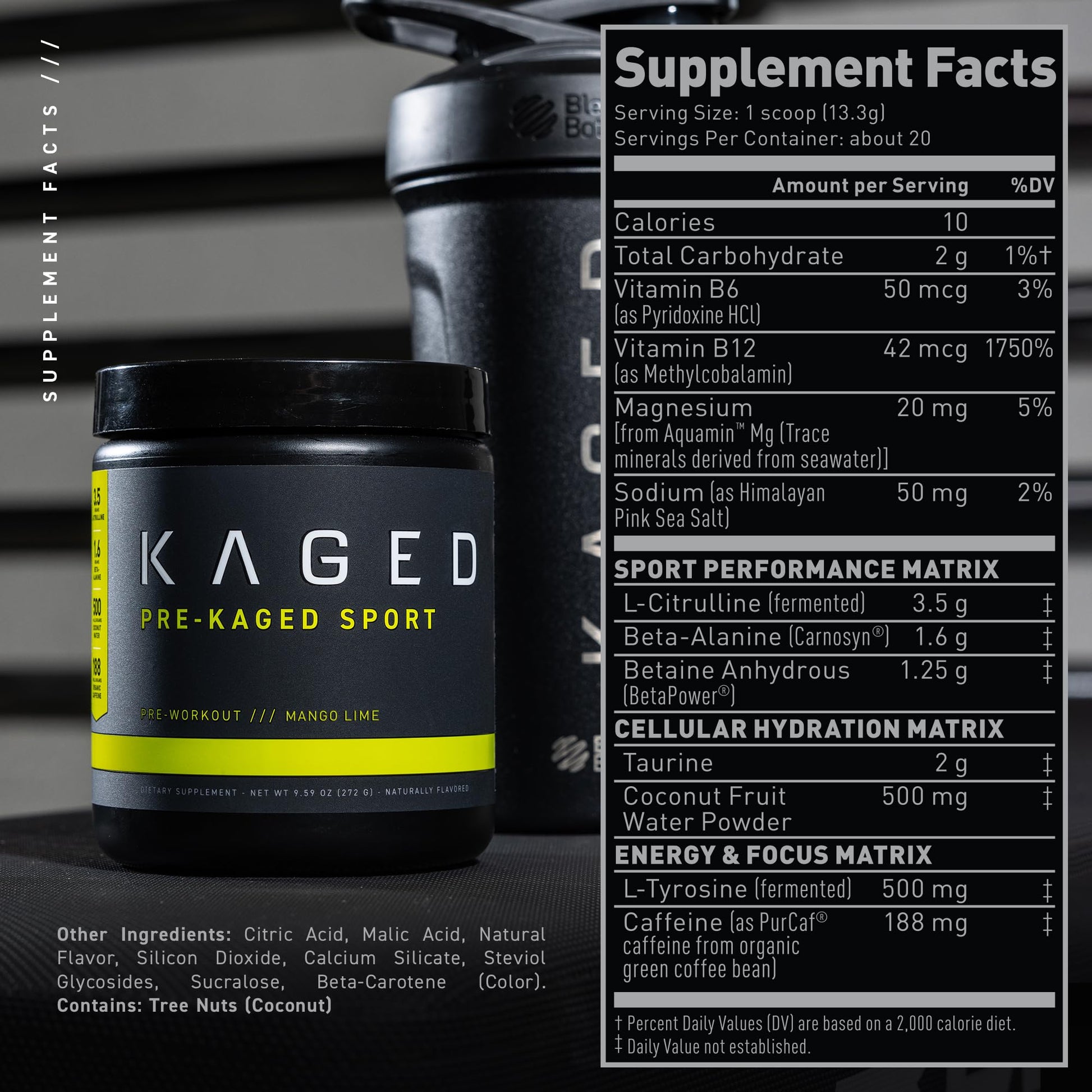 Kaged Athletic Sport Pre Workout Powder | Mango Lime | Energy Supplement for Endurance Kaged uk supplements