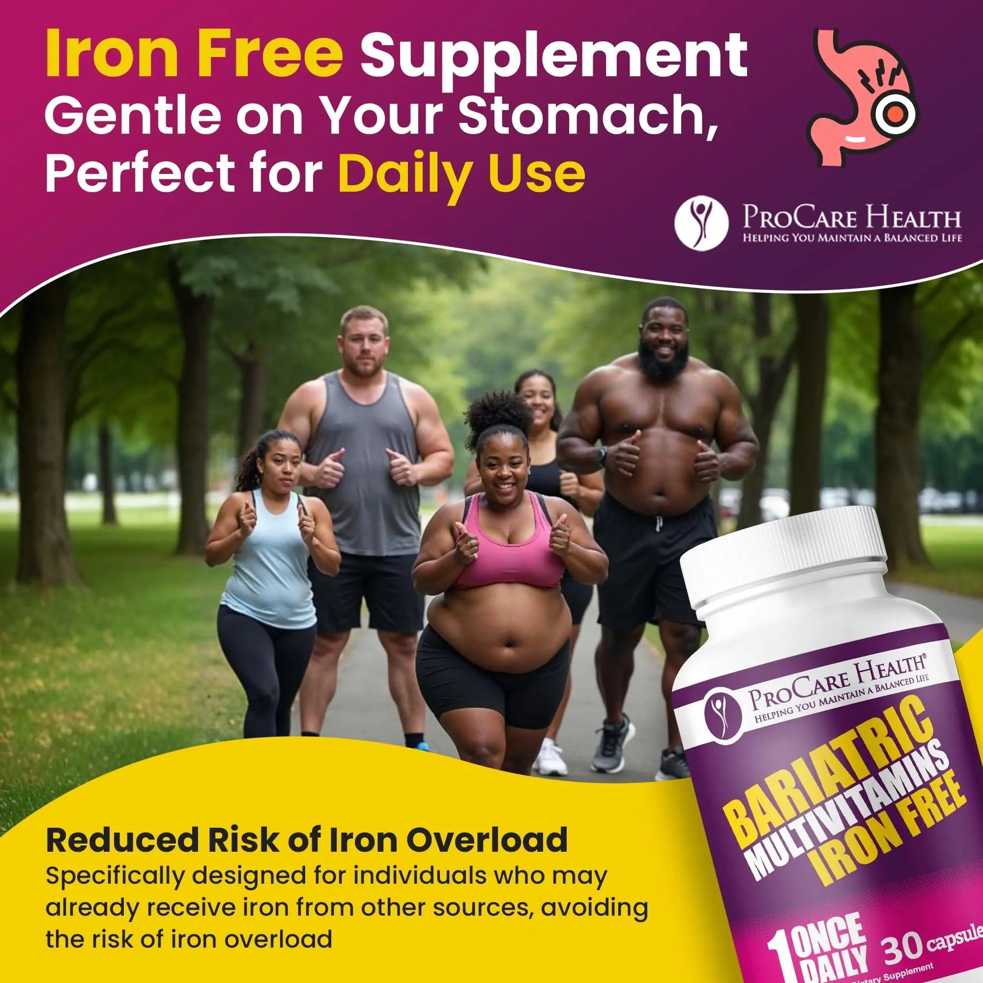 Procare Health Bariatric Multivitamin with Iron Free (30 Fast Dissolving Veggie Capsule) - Bariatric Vitamins for Gastric Sleeve & Gastric Bypass ProCare Health uk supplements