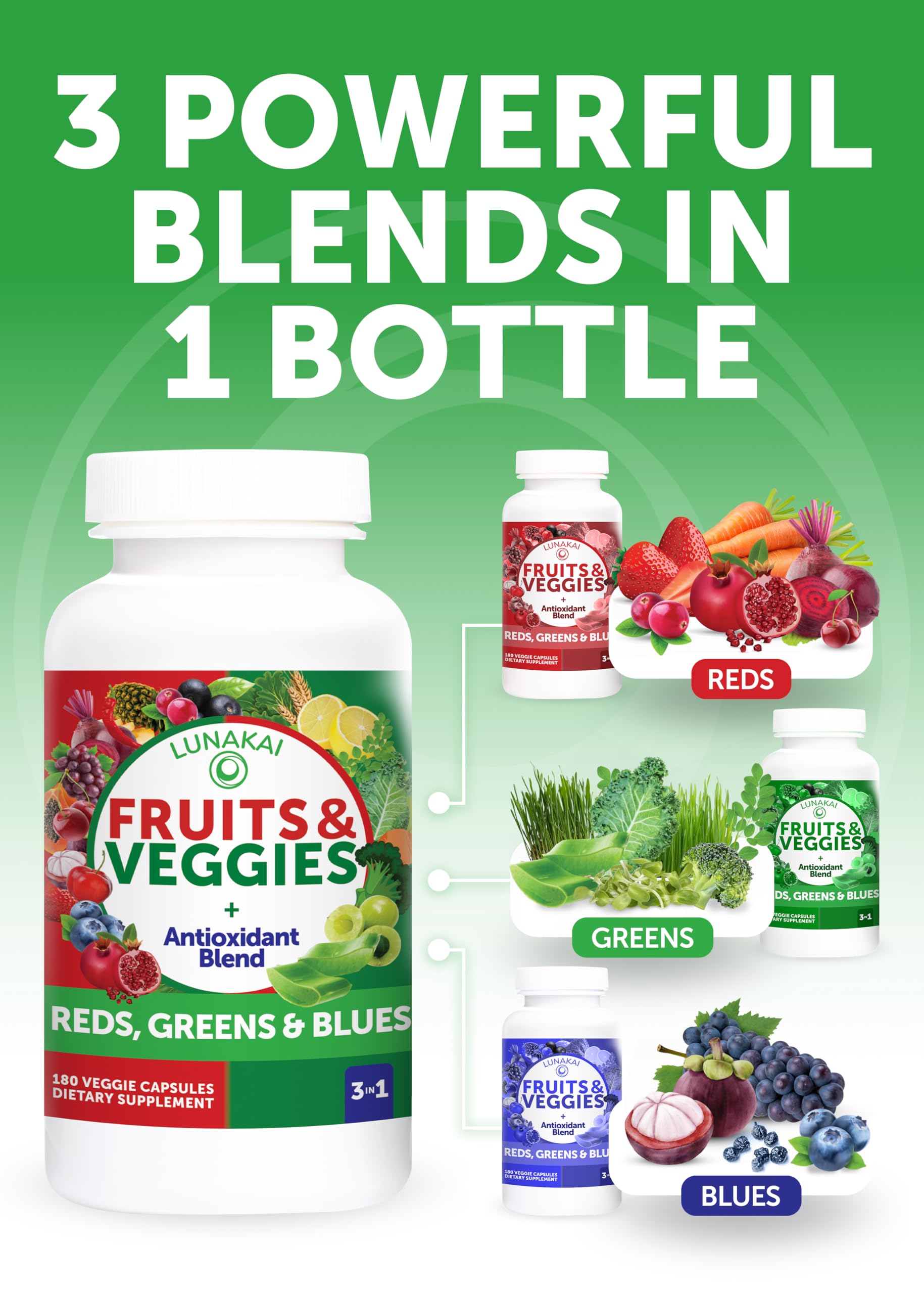 Lunakai USA Made Superfood Fruits & Veggies Supplement & Irish Sea Moss Bundle with 4 Blends, Black Seed Oil & Ashwagandha for Immune & Wellness Support Lunakai uk supplements