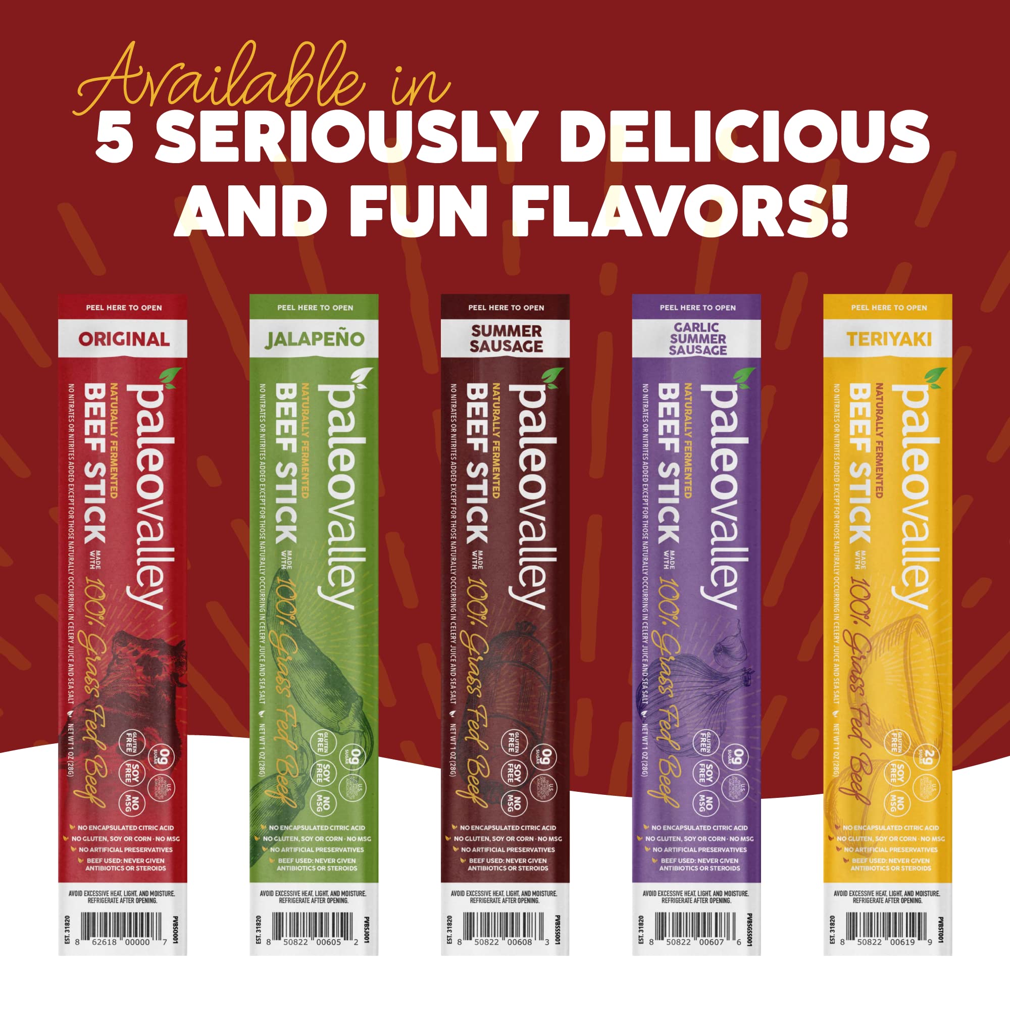 Paleovalley 100% Grass Fed Original Beef Sticks - Delicious Gluten Free Beef Snack - High Protein Keto Friendly Paleovalley uk supplements