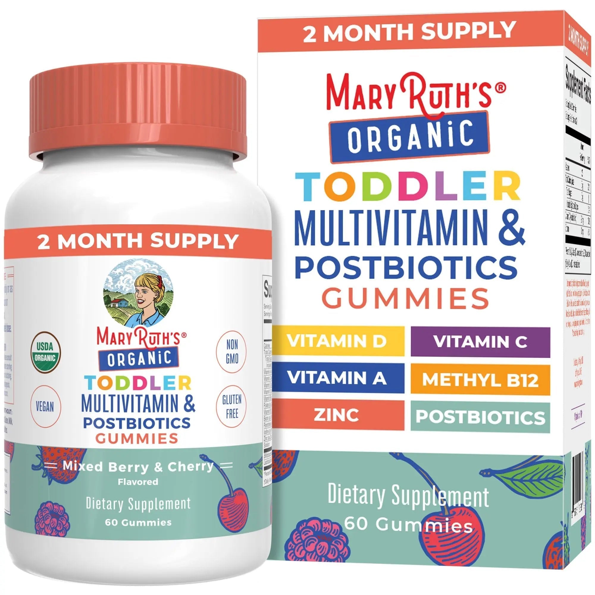 MaryRuth Organics Toddler Multivitamin Gummies + Postbiotics | USDA Organic | Vitamins for Kids Ages 2+ | Immune Support | Vitamin C | MaryRuth Organics uk supplements