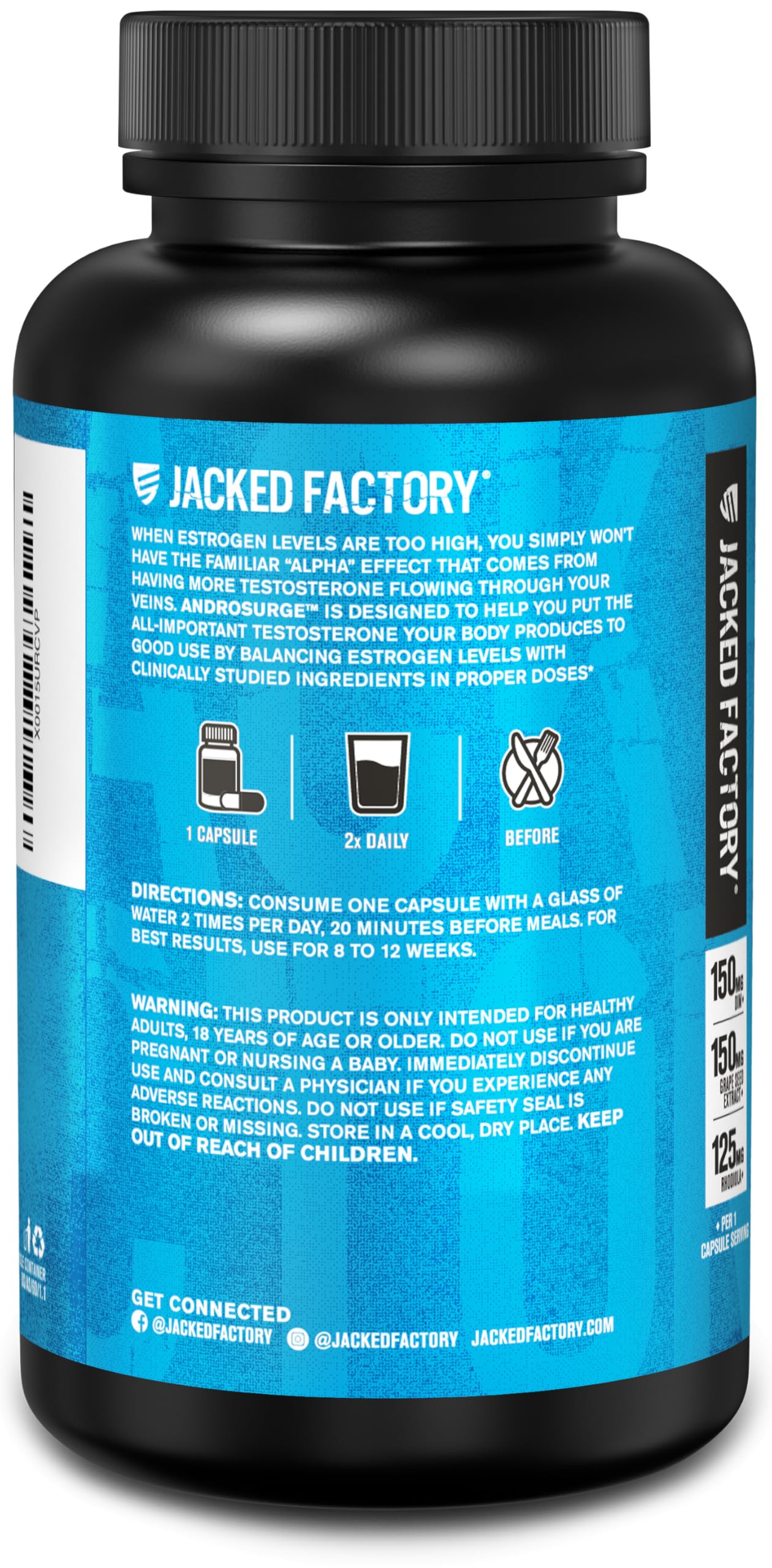 Jacked Factory Androsurge Estrogen Blocker for Men - Natural Testosterone Booster for Men & Estrogen Metabolizer with Tongkat Ali, DIM, Long Jack & More Jacked Factory uk supplements
