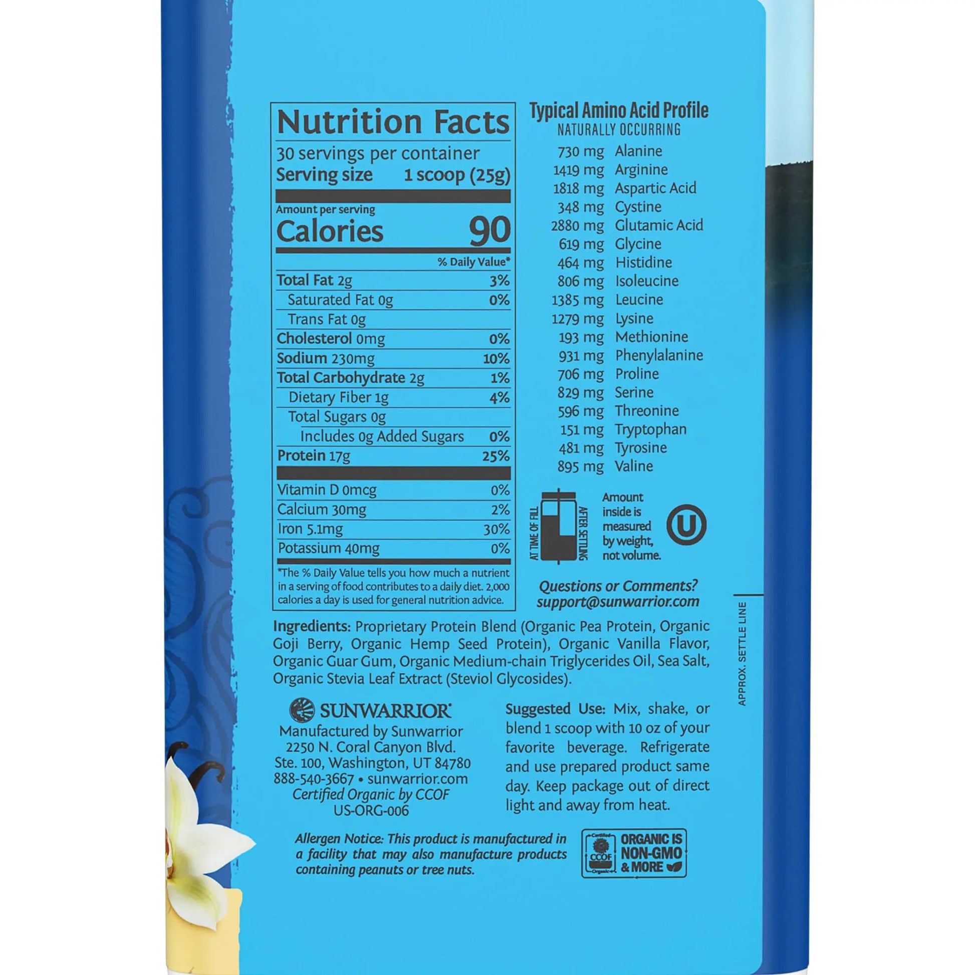 Sunwarrior Vegan Protein Powder Organic Plant-Based Protein | BCAA Amino Acids Hemp Seed Plant Protein | Soy Free Dairy Free Gluten Free Synthetic Free Non-GMO Sunwarrior uk supplements