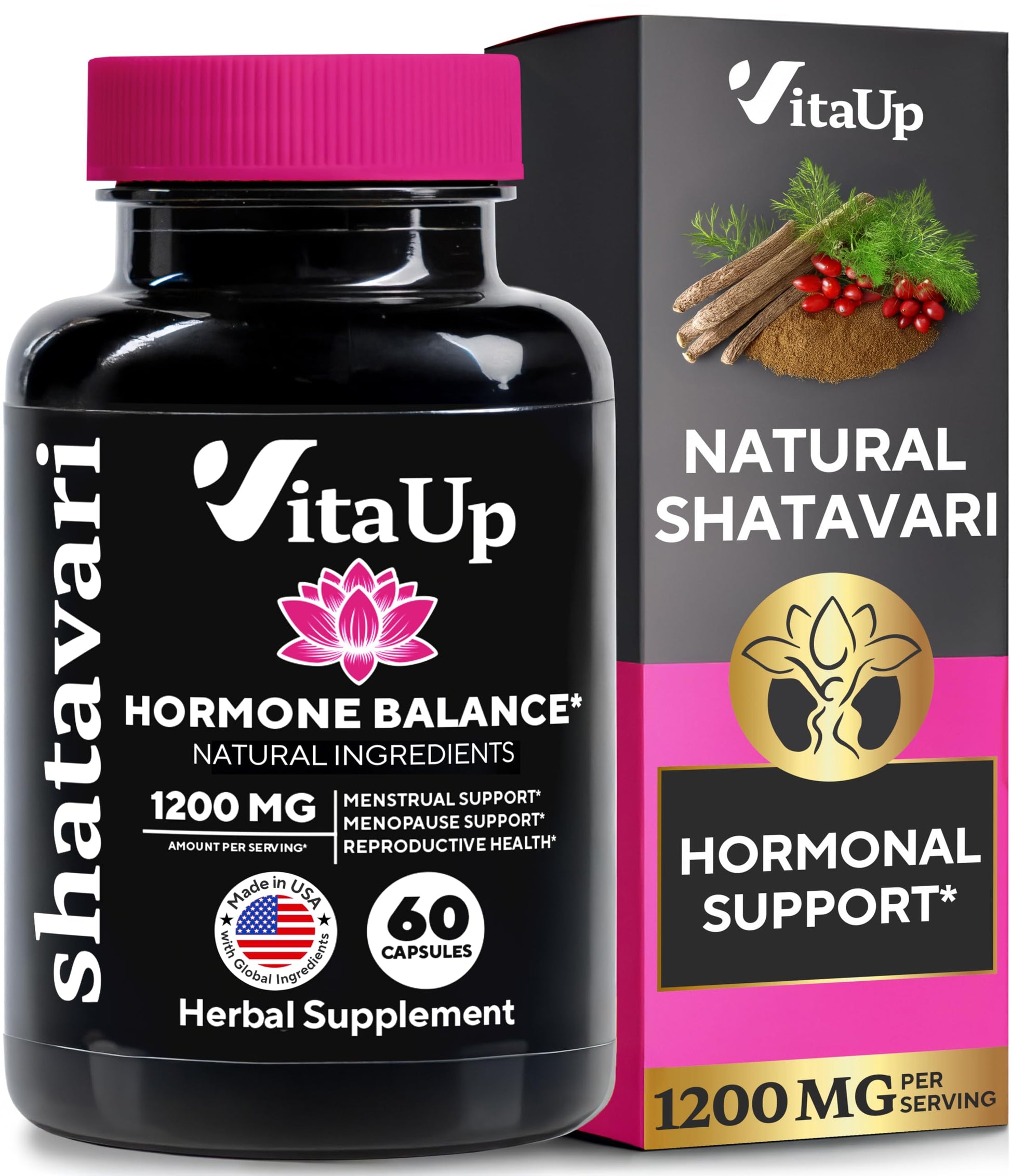 VitaUp Shatavari Capsules for Women 1200mg - USA Made Shatavari Root Supplement for Normal Hormonal Support, Menopause & Menstrual Wellness - 60 Vegan Capsules VitaUp uk supplements