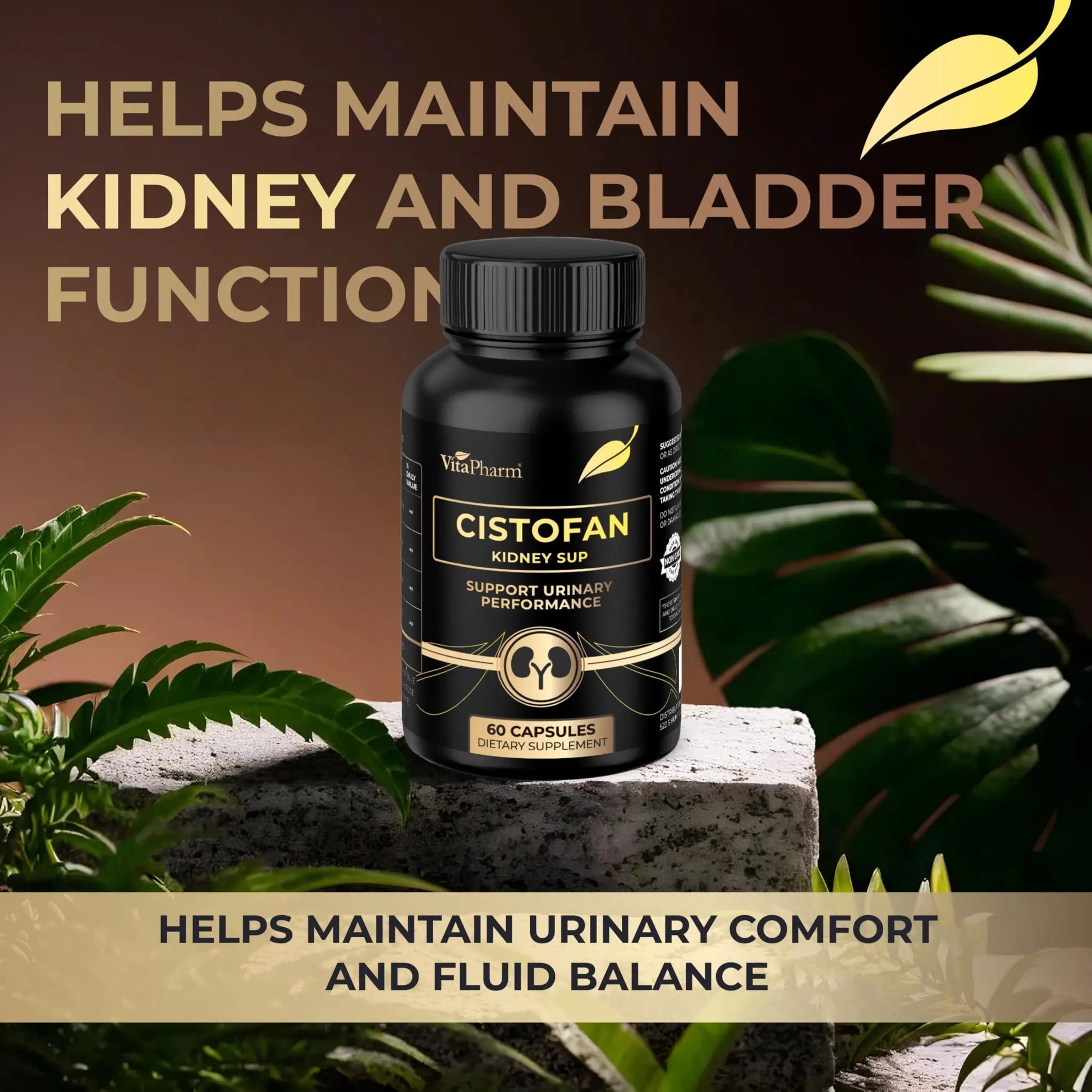 CISTOFAN Kidney Support Supplement – Herbal Formula with Java Tea, Birch Leaf, Parsley & Cranberry – Supports Urinary Tract & Kidney Function – Natural Diuresis – 60 Capsules – Non-GMO – Made in EU VitaPharm uk supplements