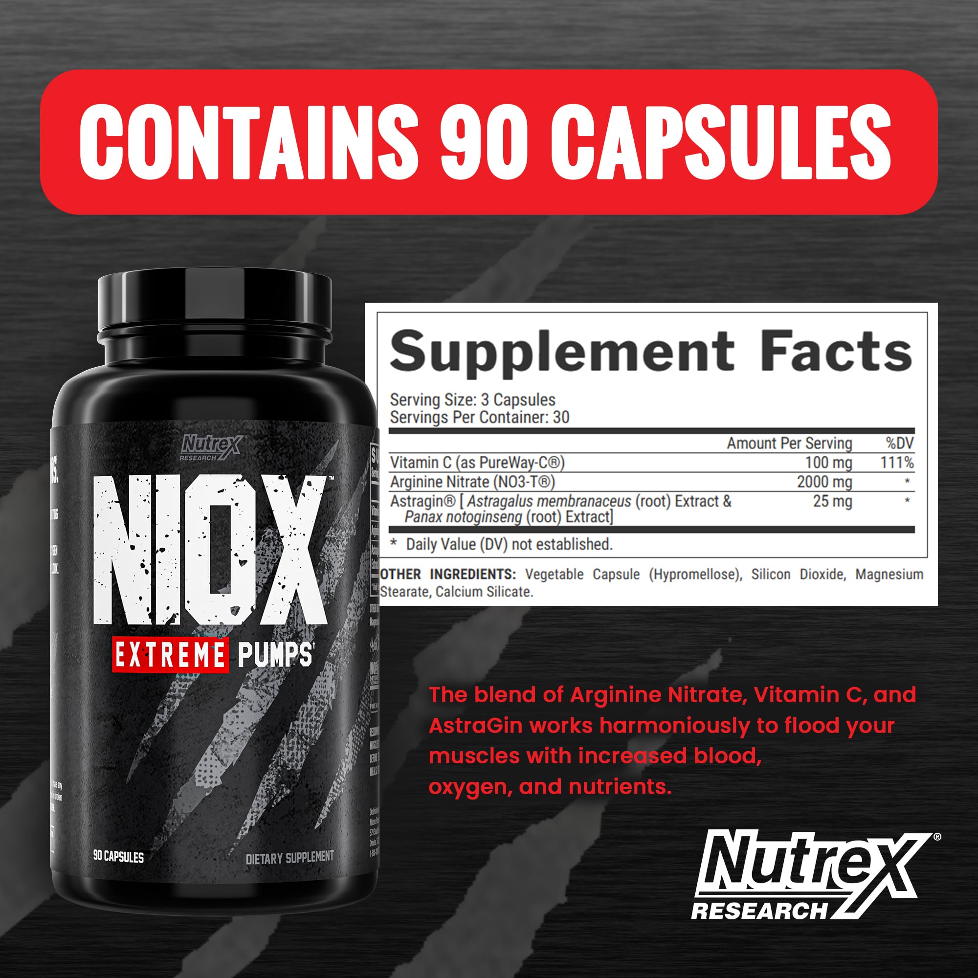 Nutrex Research NIOX Extreme Pumps - 180-Count Pre-Workout Pump Supplement Nutrex Research uk supplements