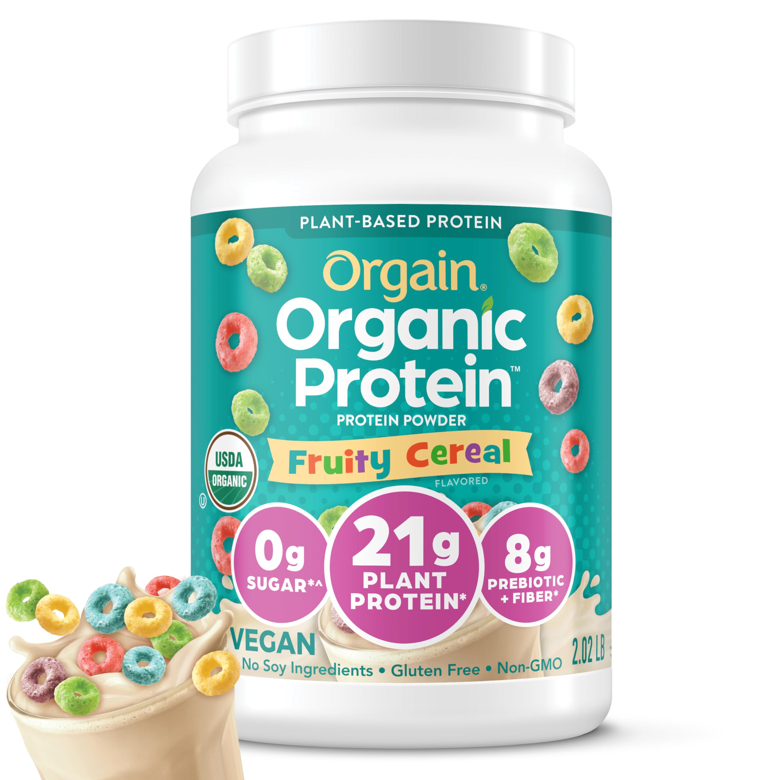 Orgain Organic Vegan Protein Powder, Fruity Cereal - 21g Plant Based Protein, Gluten Free Orgain uk supplements