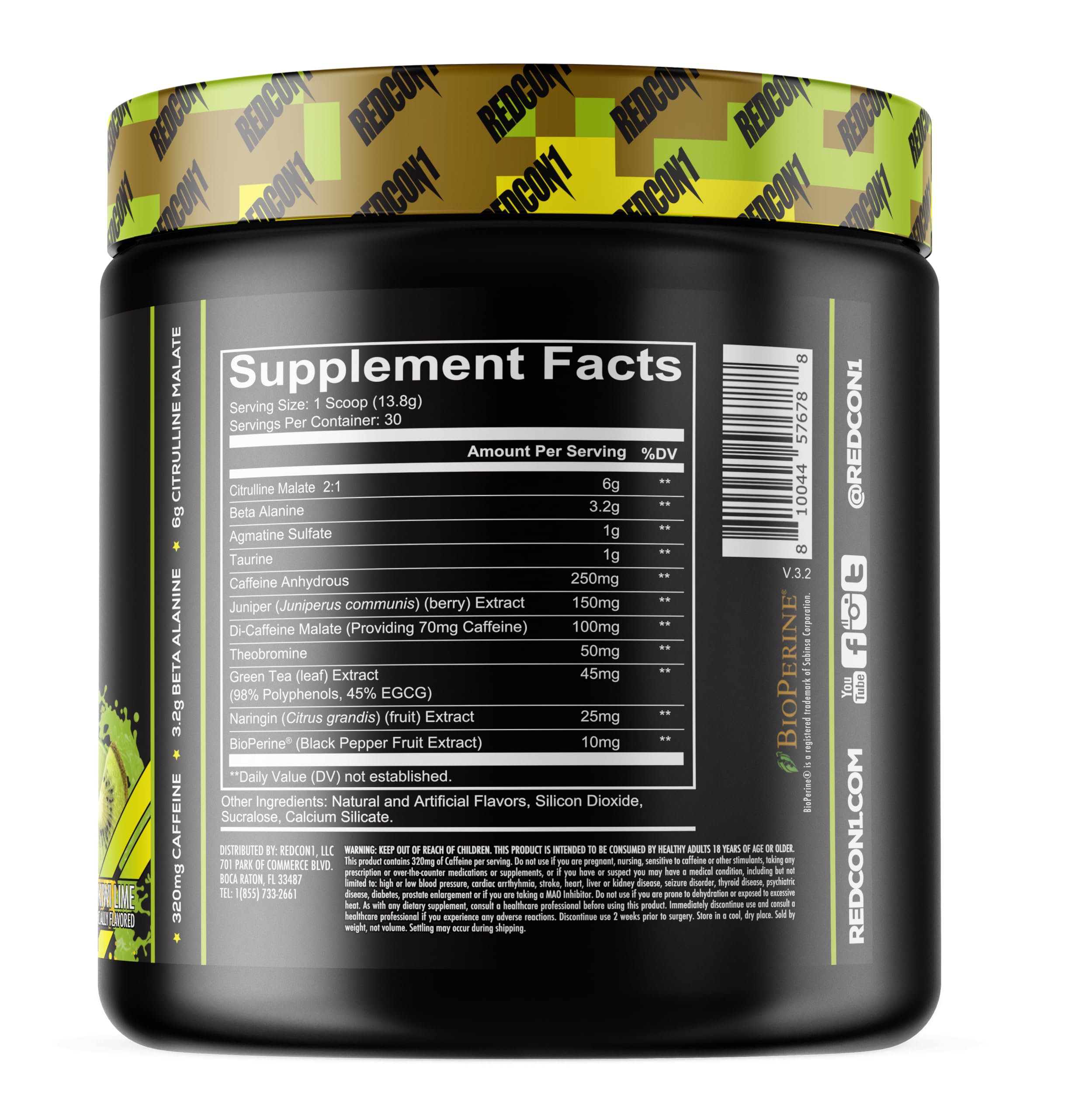 REDCON1 Total War Pre Workout Powder, Kiwi Lime - Beta Alanine + Citrulline Malate Keto REDCON1 uk supplements