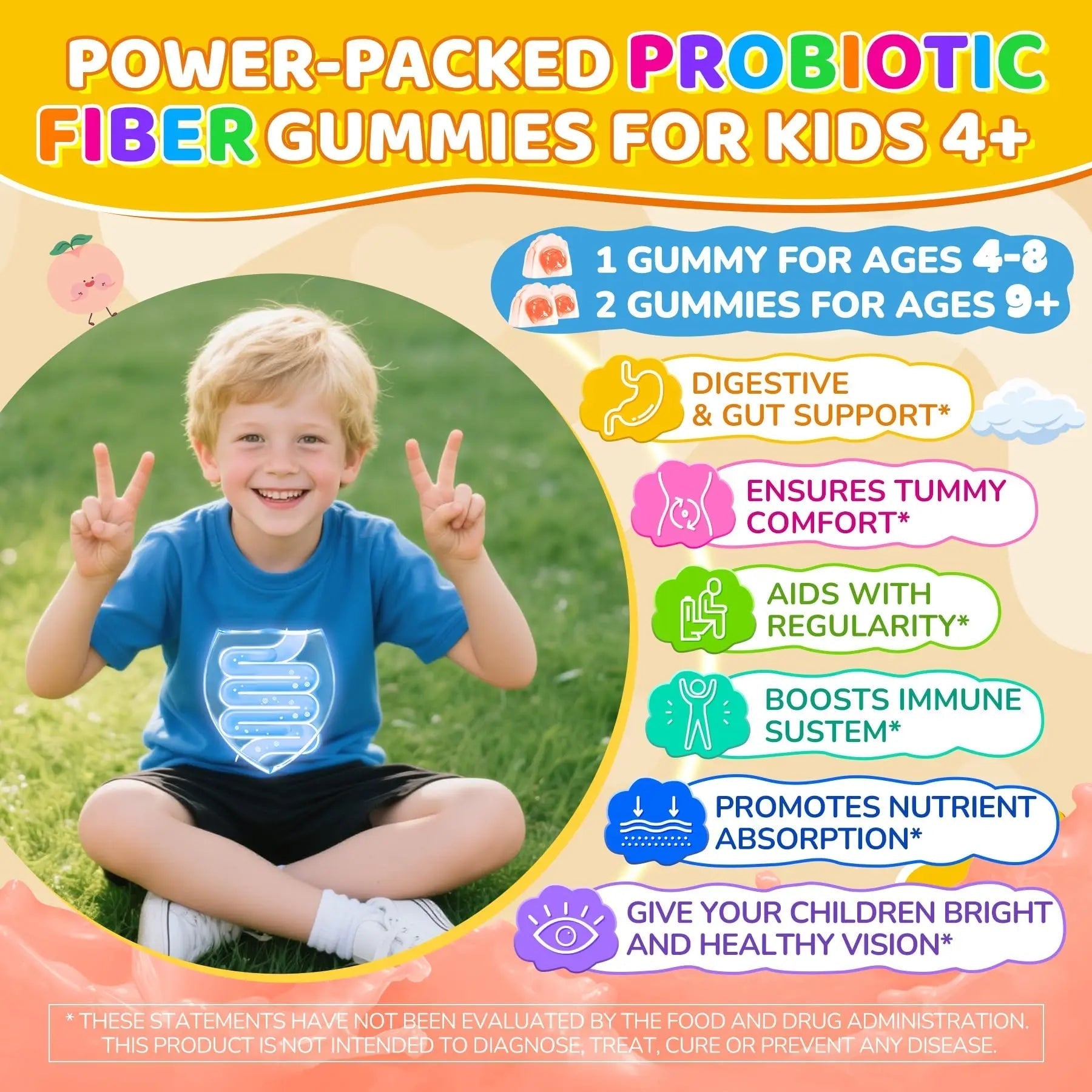 NEVISS Kids Multivitamin Gummies & Probiotics for Kids Teen + Veggie & Fruit Fiber Gummies NEVISS uk supplements