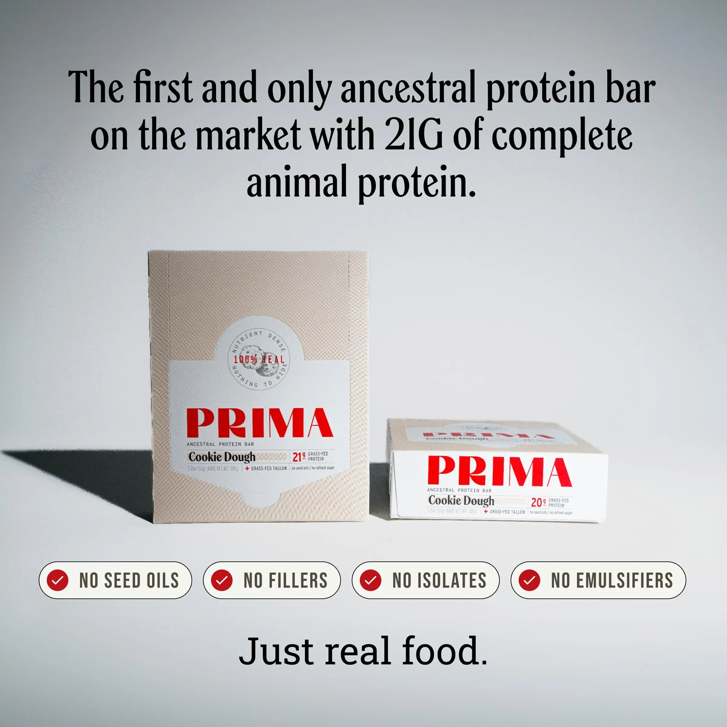 PRIMA Cookie Dough Protein Bar | 21g Grass Fed Whey and Collagen | No Seed Oils, No Preservatives, Raw Honey Sweetened | 7 Pack PRIMA ANCESTRAL PROTEIN BAR uk supplements
