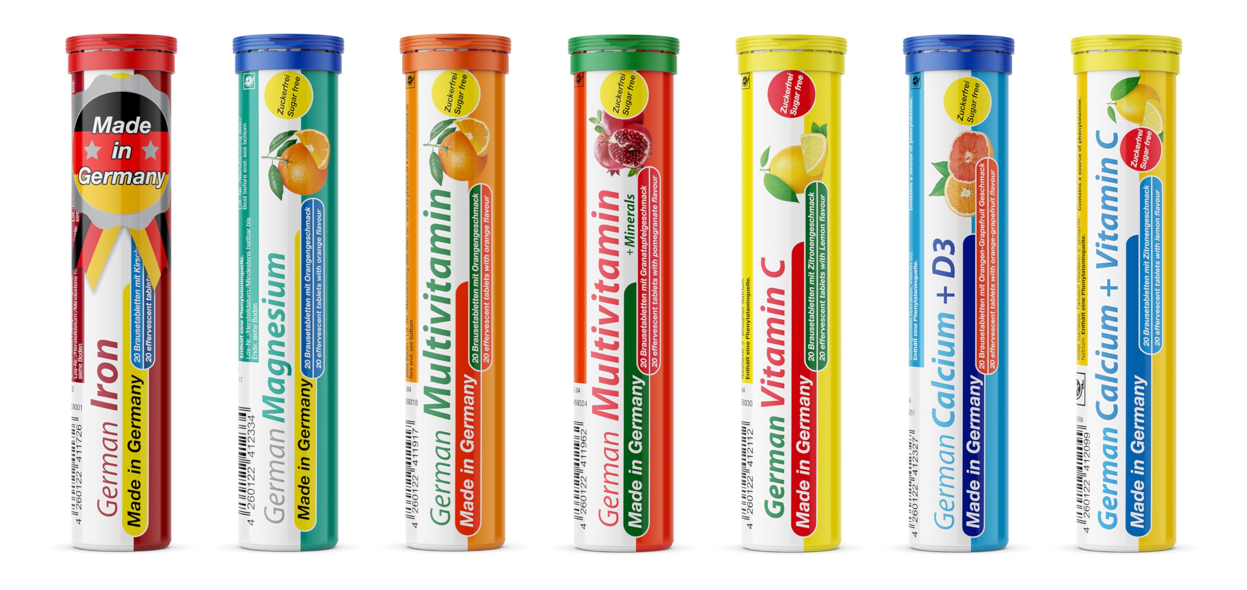 T&D German Vitamin, Minerals - 140 Vegan/Vegetarian Drink Effervescent Tablets - Mixed Fruit Flavor Box - Made in Germany T&D uk supplements