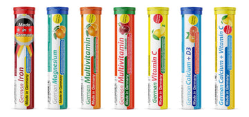 T&D German Vitamin, Minerals - 140 Vegan/Vegetarian Drink Effervescent Tablets - Mixed Fruit Flavor Box - Made in Germany T&D uk supplements