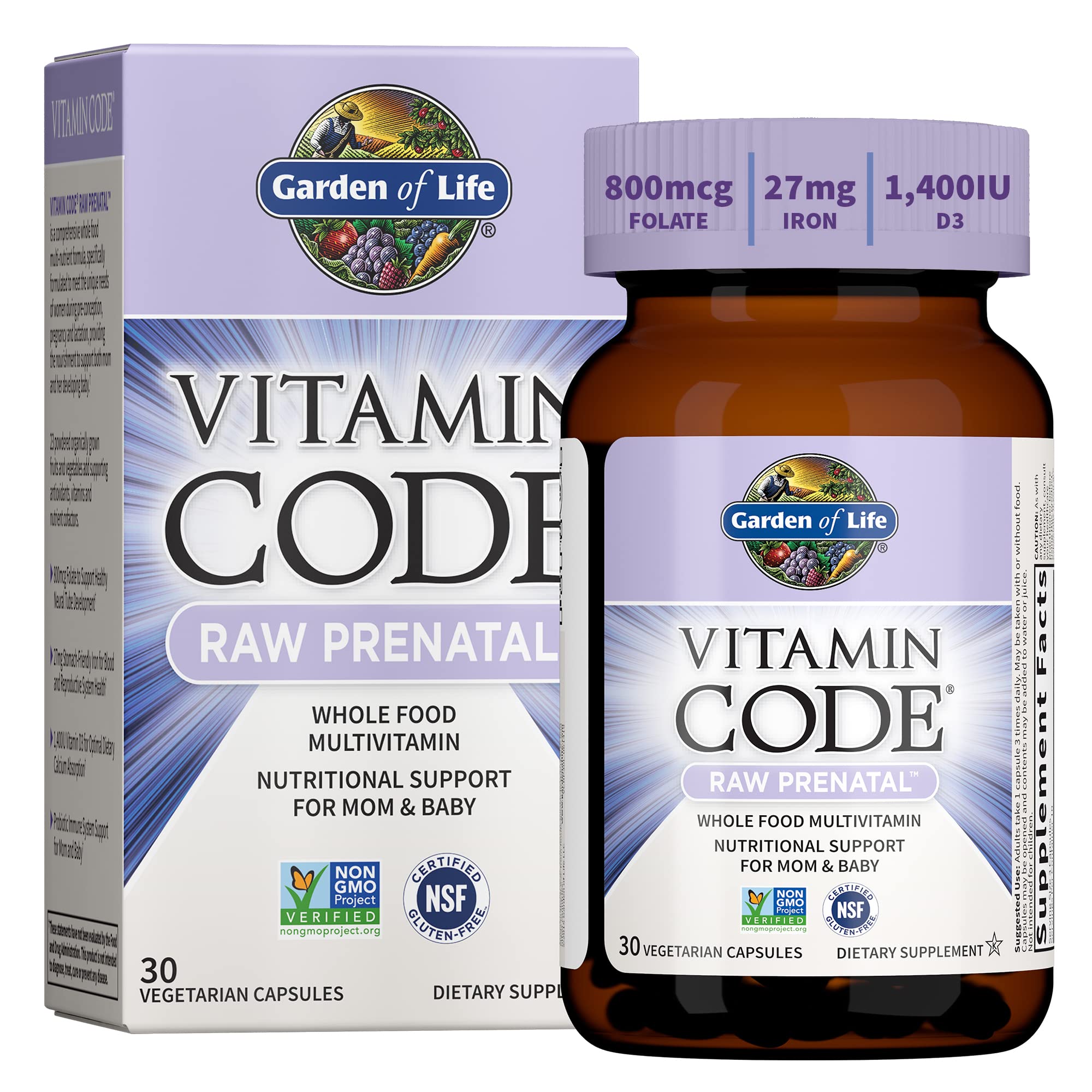 Garden of Life Prenatal Multivitamin for Women with Iron, Folate & Vitamin C and D3 for Neural Development & Probiotics for Immune Support Garden of Life uk supplements