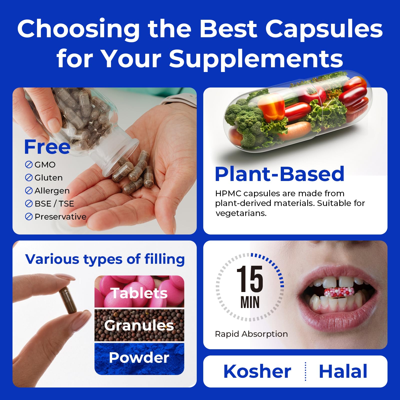 ATLEMISME Empty Vegan Capsules Size 4 - Vegan Capsules DIY Vegetable Capsule Filling - Veggie Caps with 2 Micro Lab Spoons for Capsule Filling ATLEMISME uk supplements