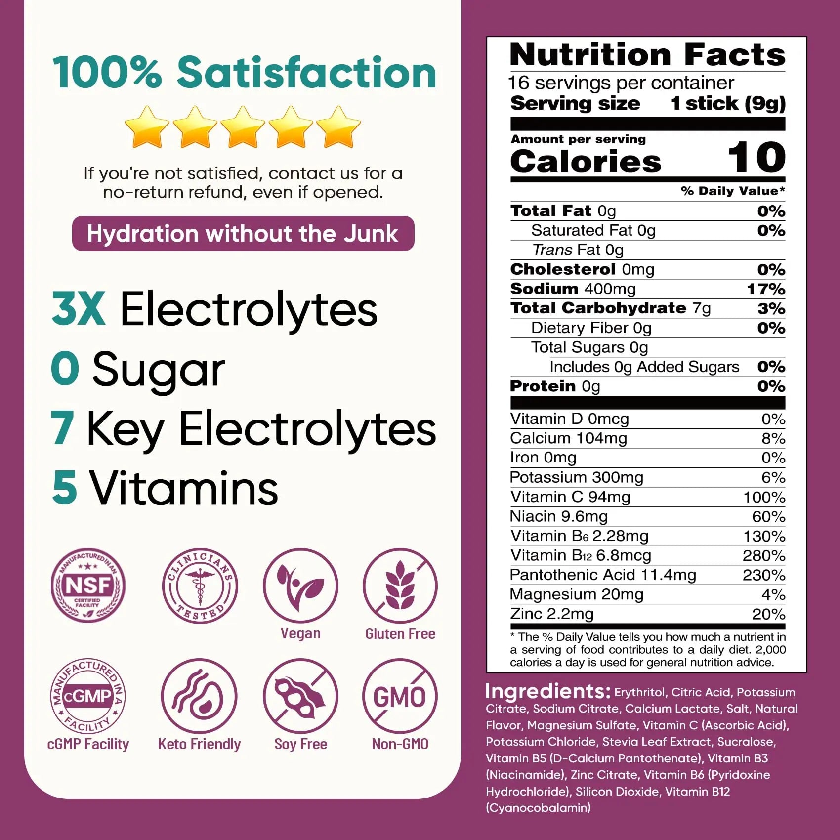 Venture Pal Sugar Free Electrolyte Powder Packets - Liquid Daily IV Drink Mix for Rapid Hydration & Party Recovery | 5 Vitamins & 7 Electrolytes| Keto Friendly Venture Pal uk supplements