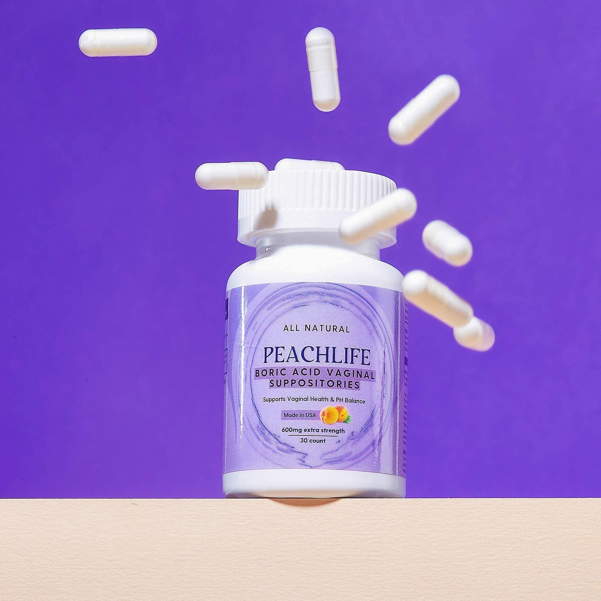 Peachlife Boric Acid Suppositories and Small Soft Menstrual Cup with Ring Pull Peachlife uk supplements