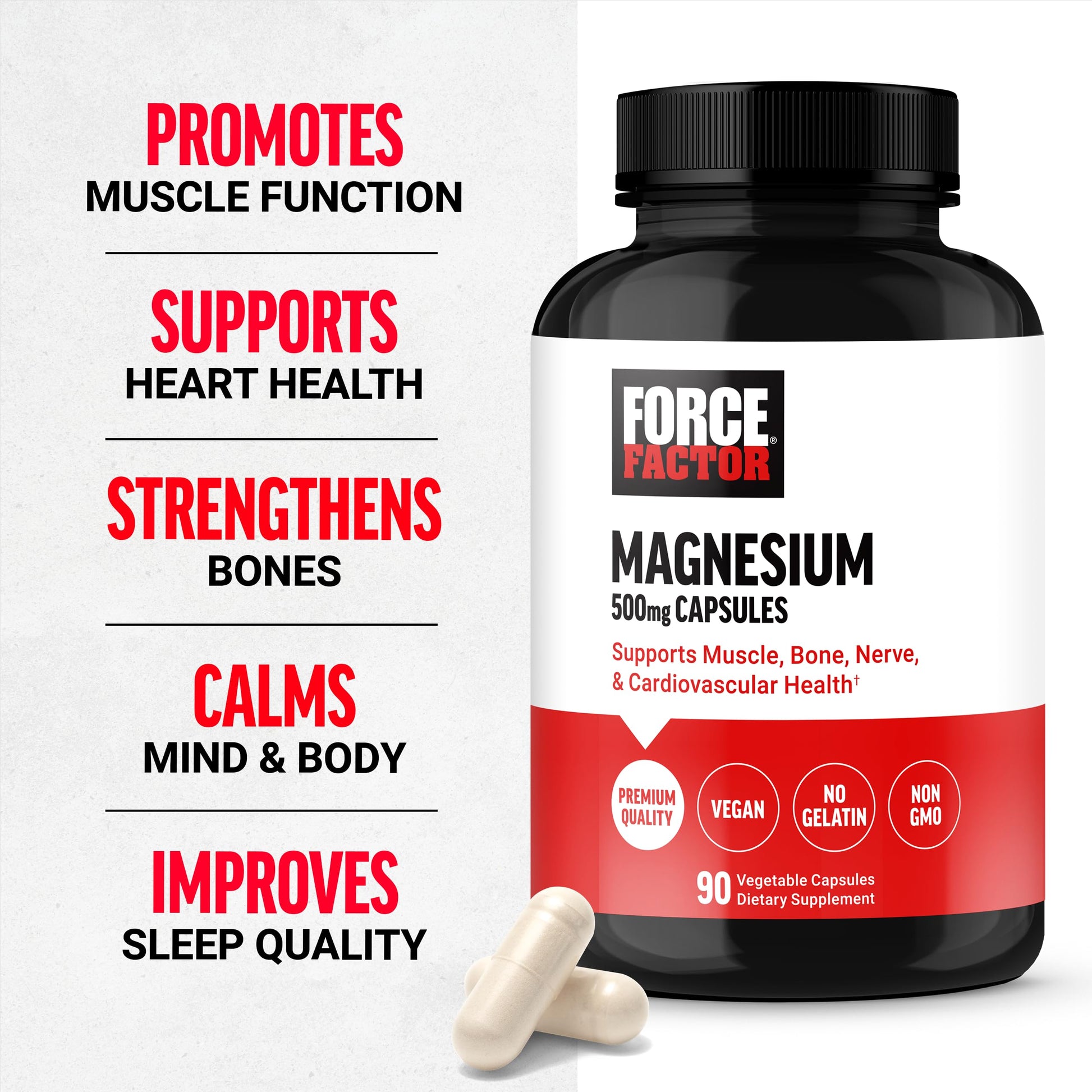 Force Factor Magnesium Complex Supplement to Support Muscles, Bones, Nerves, and Cardiovascular Health, Magnesium Glycinate, Magnesium Citrate, and Magnesium Oxide, Vegan, Non-GMO, 90 Capsules Force Factor uk supplements