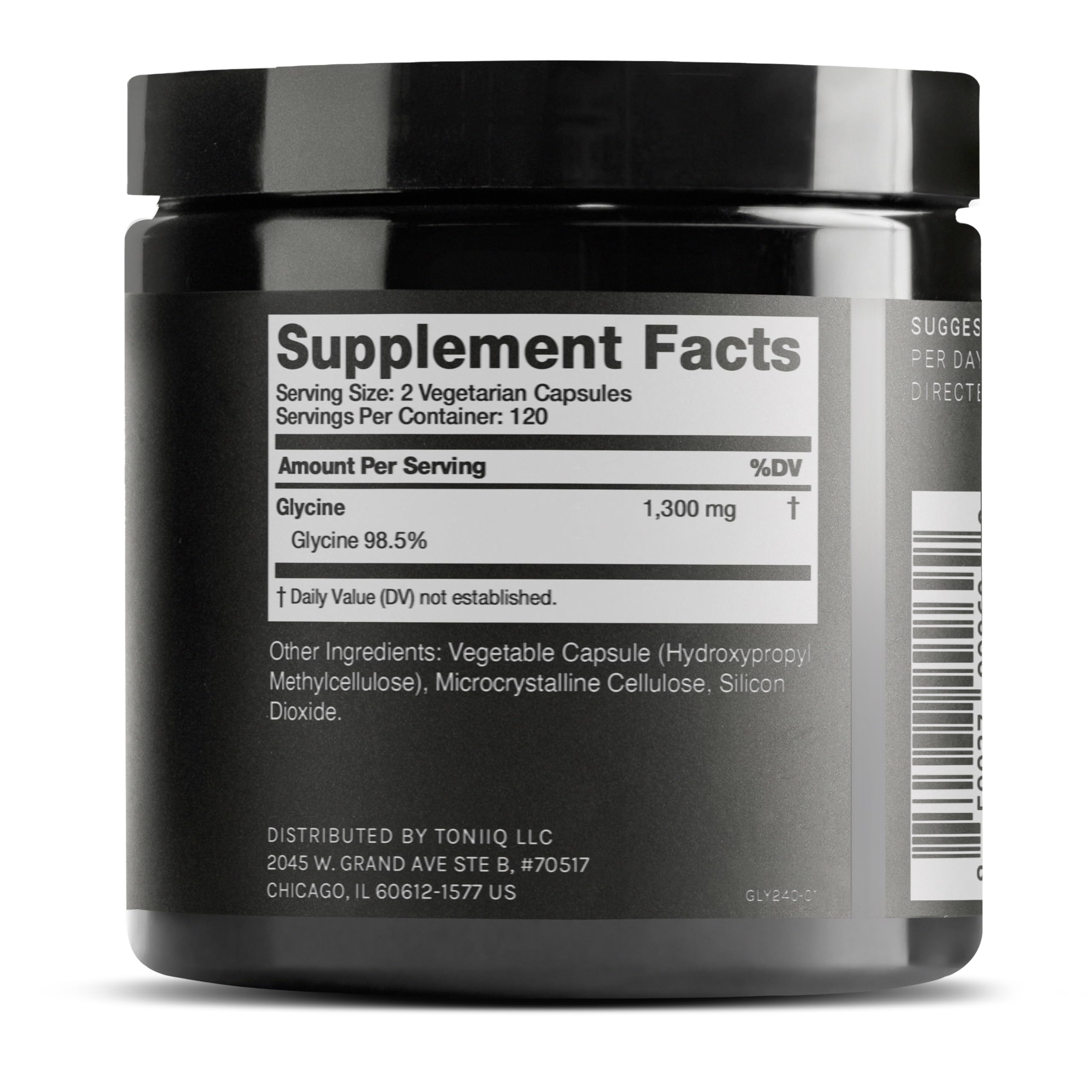 Toniiq 1300mg Glycine Supplements - 4 Month Supply - Min. 98.5%+ Tested Purity - Ultra High Strength and Bioavailable Glycine Powder Supplement - 240 Vegetarian Glycine Capsules - 120 Servings Toniiq uk supplements