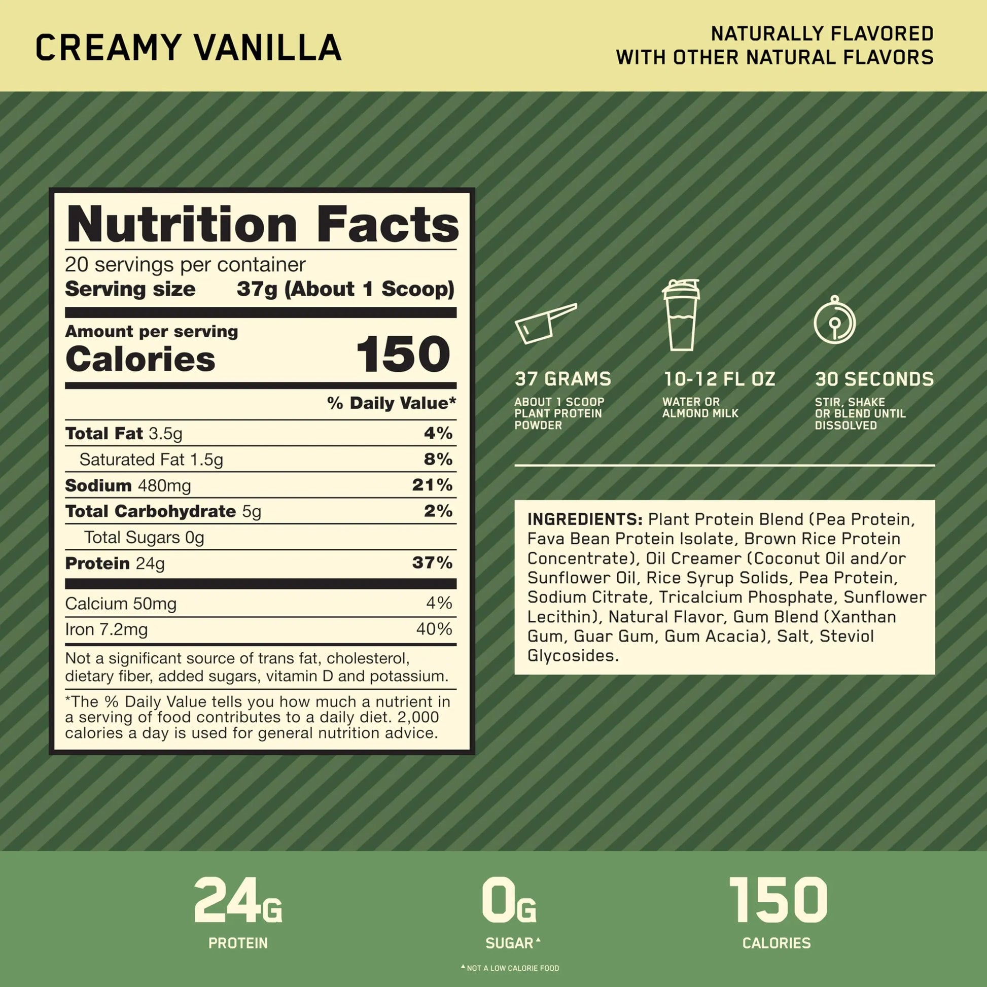 Optimum Nutrition Gold Standard 100% Plant Based Protein Powder, Gluten Free, Vegan Protein for Muscle Support and Recovery with Amino Acids - Creamy Vanilla, 20 Servings (Packaging May Vary) Optimum Nutrition uk supplements