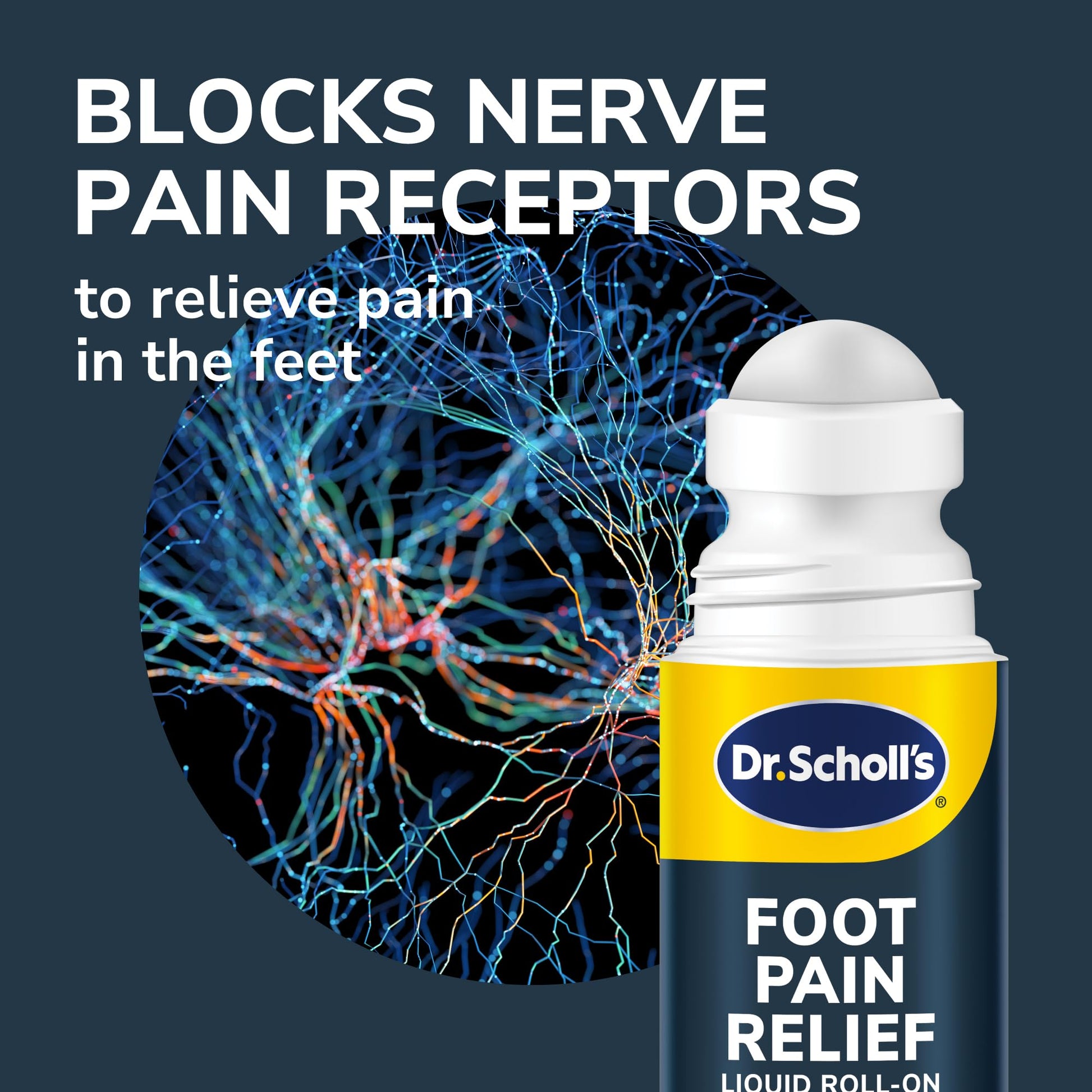 Dr. Scholl's Foot Pain Relief Liquid ROLL-ON, 3.0 oz // Clinically Tested 12-Hour Pain Relief - Penetrates Tough Nerve Pain - Works in 5 Minutes - Non-Greasy - with Lidocaine & Menthol Dr. Scholl's uk supplements