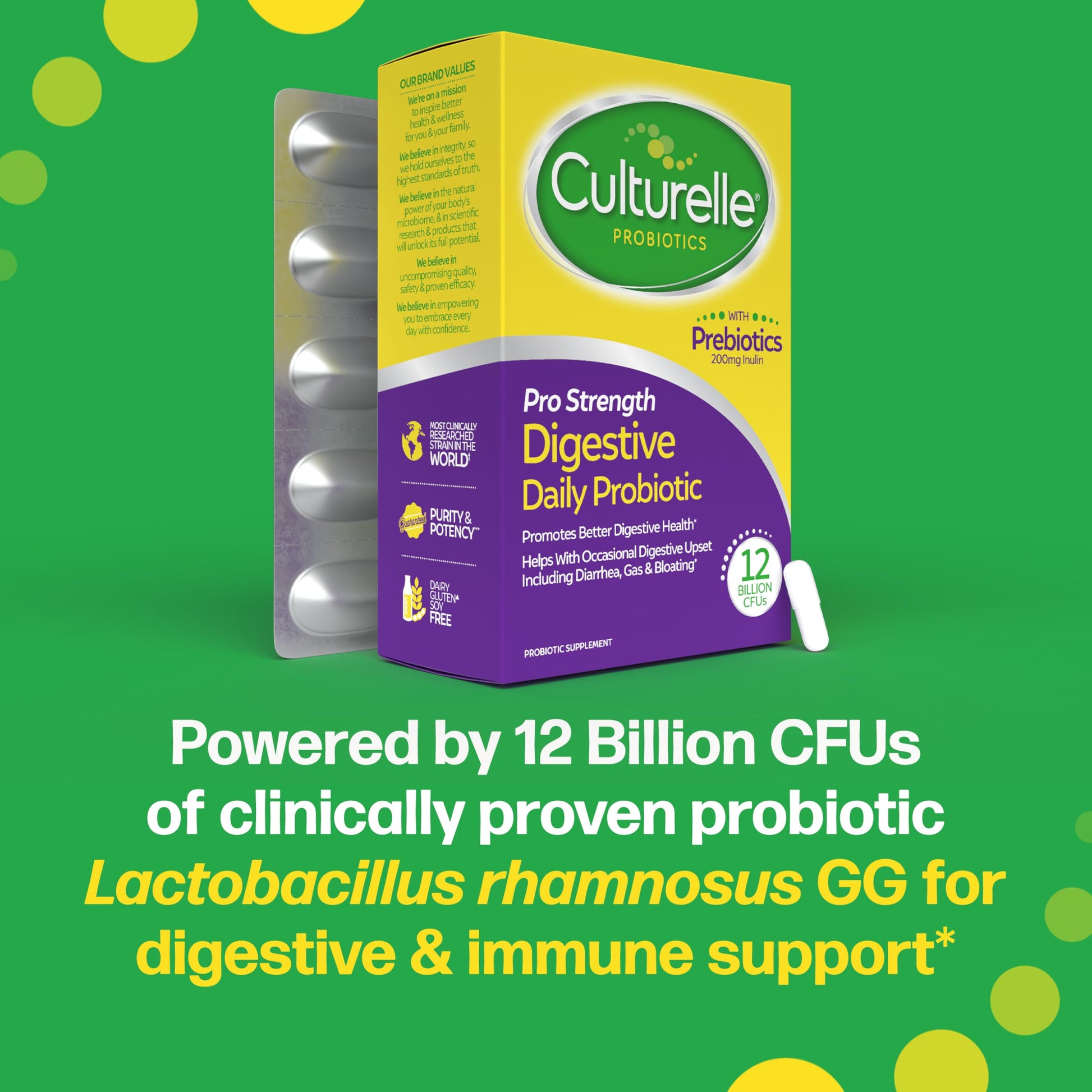 Culturelle Pro Strength Daily Probiotics For Digestive Health (2 Month Supply) with Prebiotics for Women & Men, Supports Occasional Diarrhea, Gas & Bloating, Gluten & Soy Free, 60 Count Culturelle uk supplements