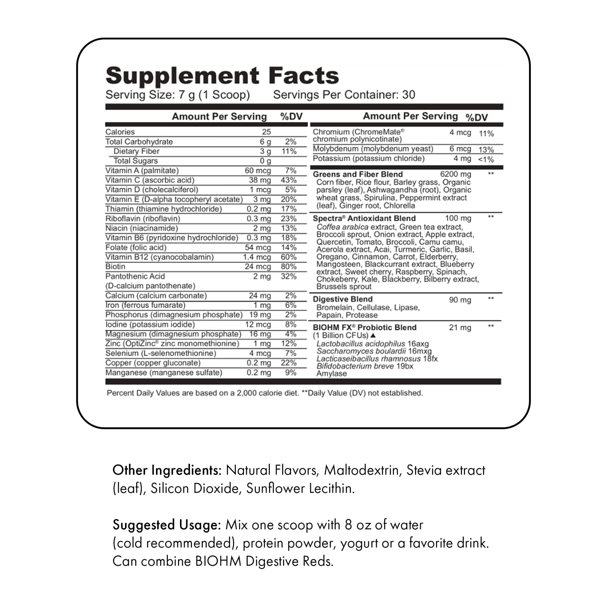 BIOHM Digestive Greens, Green Superfood Powder (7.4 Oz, 30 Servings) Immune & Gut Health Support with Antioxidants, Vitamins, Probiotics & Enzymes, Good Source of Fiber, Berry Flavor BIOHM uk supplements