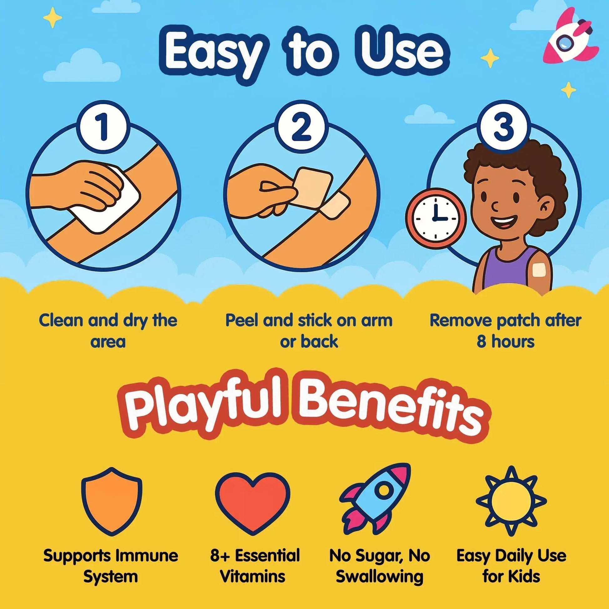 SAMARCHAD Kids Multivitamin Patches Daily Vitamin Patch for Children Natural, Sugar-Free No Swallowing Immune & Growth Support SAMARCHAD uk supplements