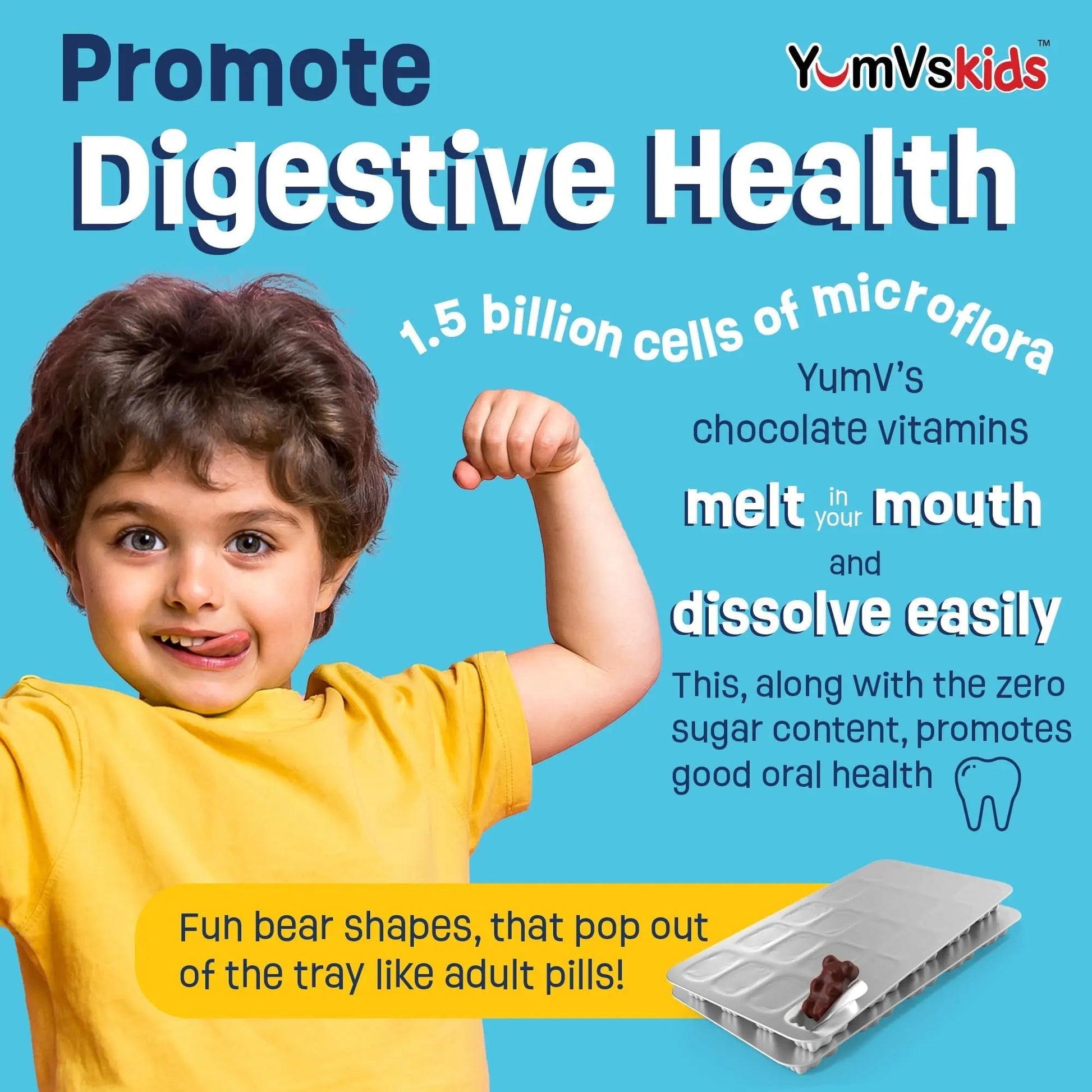 YUM-V'S Probiotics & Multivitamin Bundle for Kids – Probiotic with Prebiotic Fiber Chocolate Bears + Multivitamin & Multimineral with Iron Chewables – Digestive, Immune & Overall Health Support YUM-V'S uk supplements
