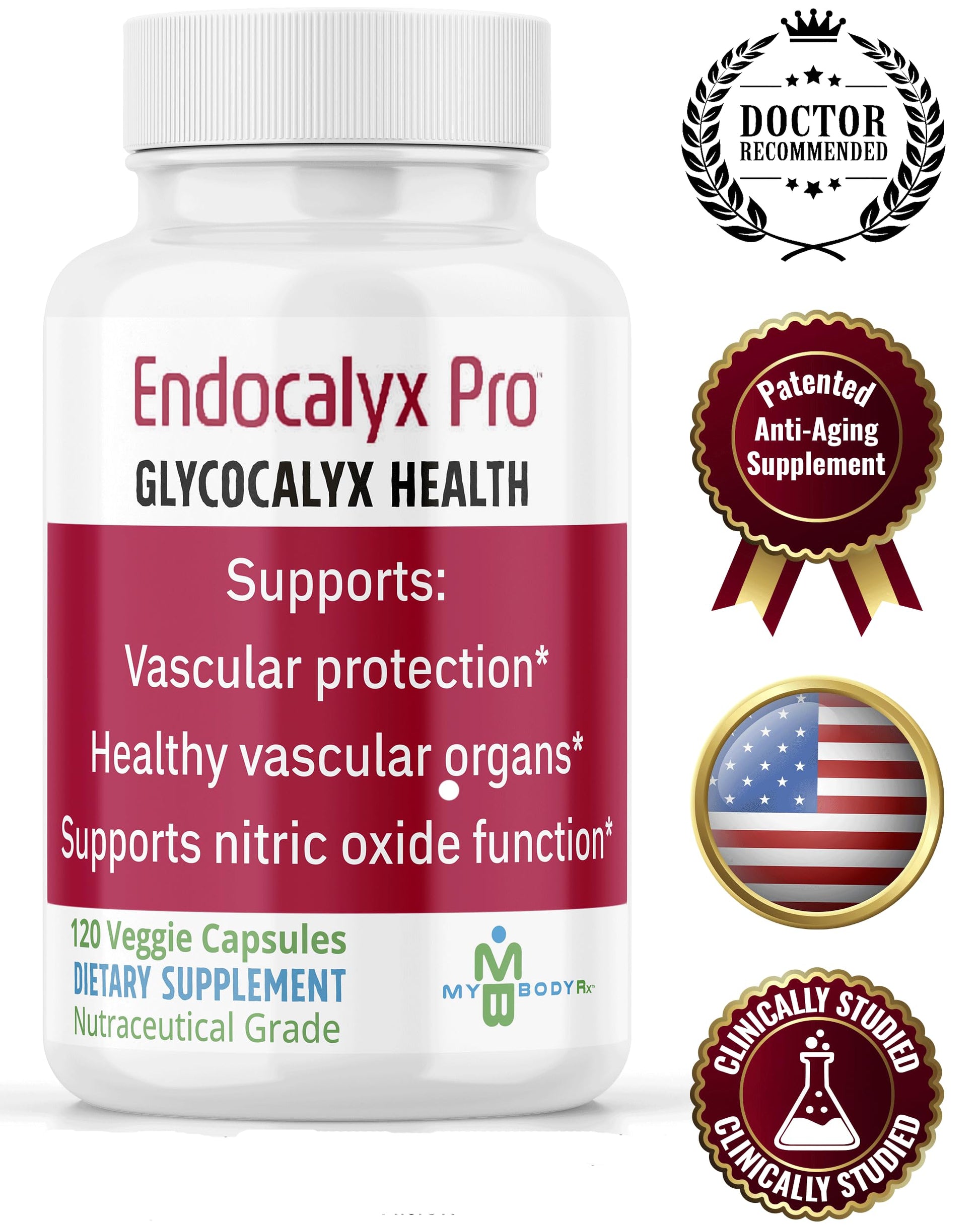 MYBODYRX Endocalyx Pro Supplement – Endothelial Glycocalyx Support 120 Capsules - Vascular & Microcirculation Health – Clinically-Studied – Patented – Supports Nitric Oxide Functions MYBODYRX uk supplements
