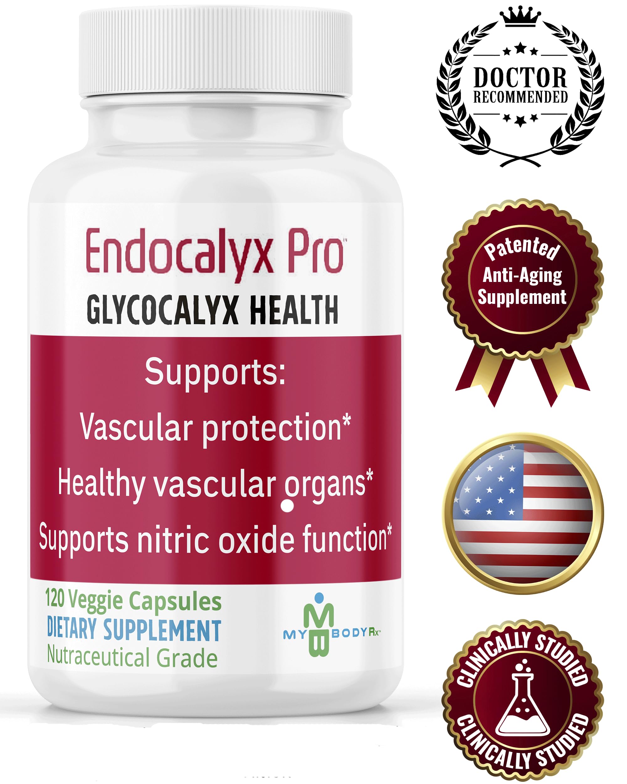 MYBODYRX Endocalyx Pro Supplement – Endothelial Glycocalyx Support 120 Capsules - Vascular & Microcirculation Health – Clinically-Studied – Patented – Supports Nitric Oxide Functions MYBODYRX uk supplements