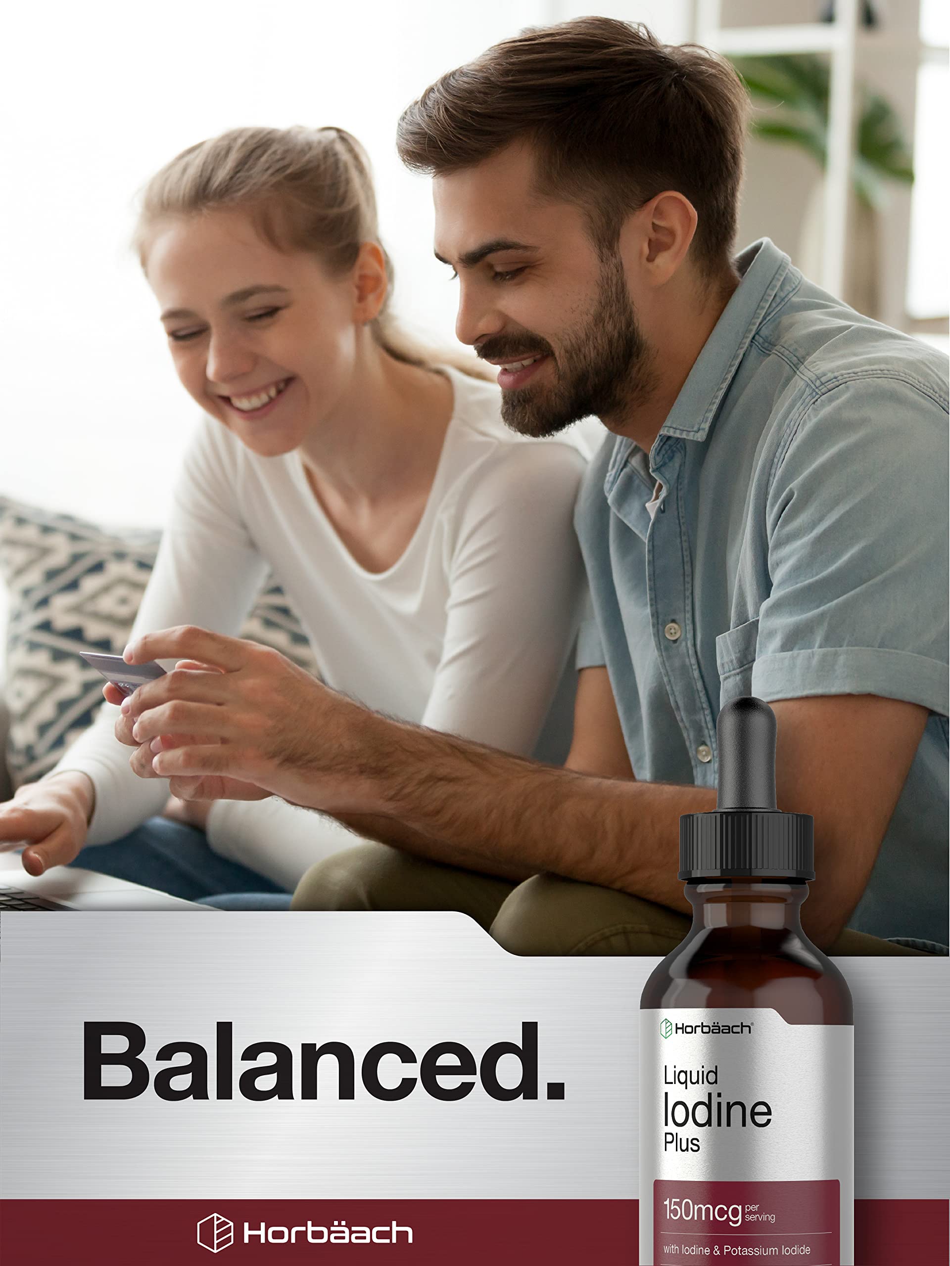 Liquid Iodine Solution Drops | 2 fl oz | 150 mcg | Iodine & Potassium Iodide Supplement Horbäach uk supplements