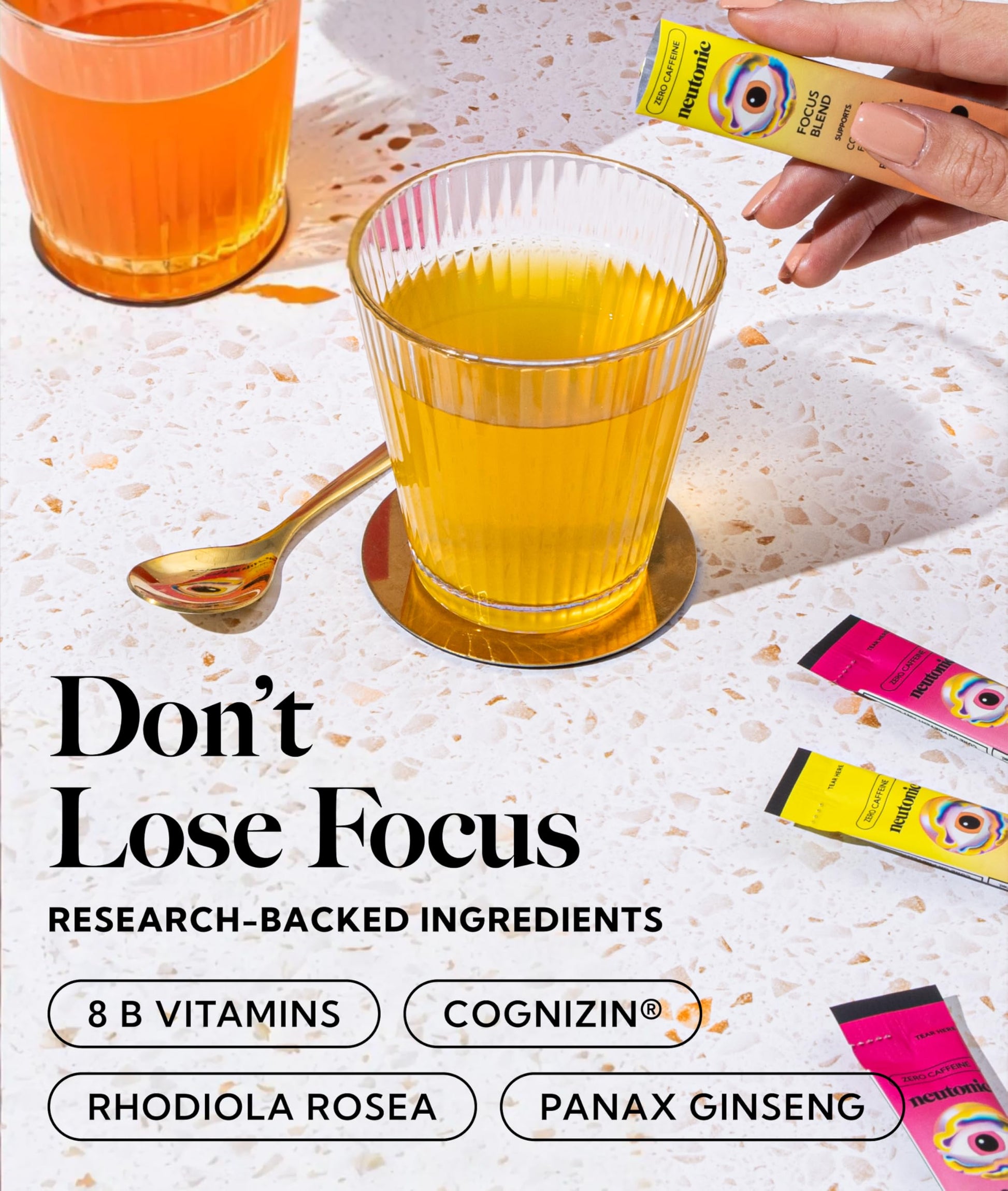 Neutonic Nootropic Focus Blend Powder | Peach Mango & Wild Berry 4 Sticks | Caffeine Free, Zero Sugar | Support Memory, Mental Clarity, Cognitive Function | Boost Focus, Energy, Brain Health Neutonic uk supplements