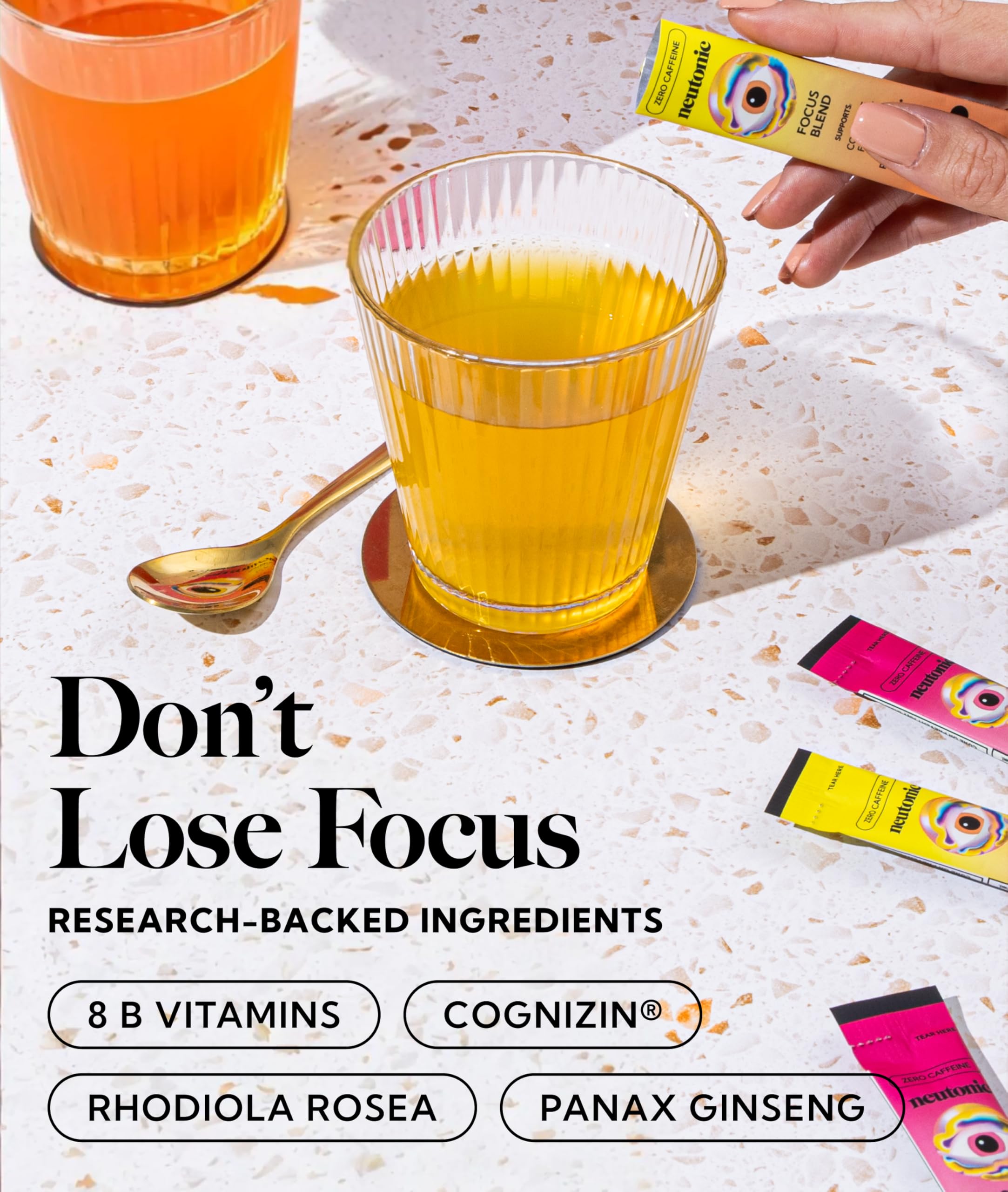 Neutonic Nootropic Focus Blend Powder | Peach Mango & Wild Berry 4 Sticks | Caffeine Free, Zero Sugar | Support Memory, Mental Clarity, Cognitive Function | Boost Focus, Energy, Brain Health Neutonic uk supplements