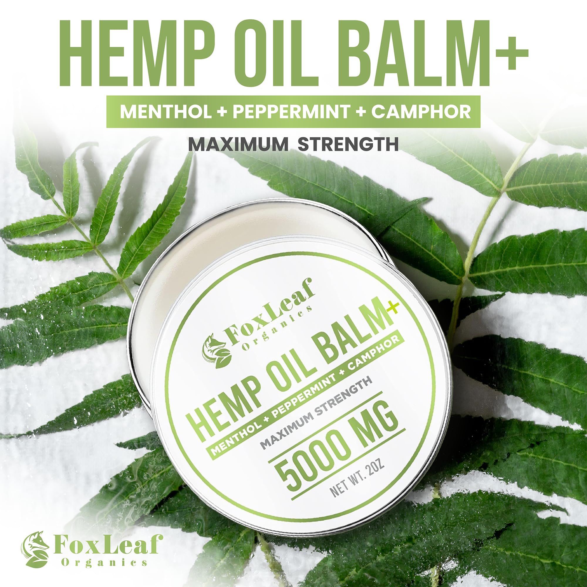 Hemp Oil Balm with Arnica, Camphor, Menthol & Peppermint, Herbal Cooling Balm for Muscles, Joints, Knees, Back & Body, Made in USA, 2oz FOXLEAF uk supplements