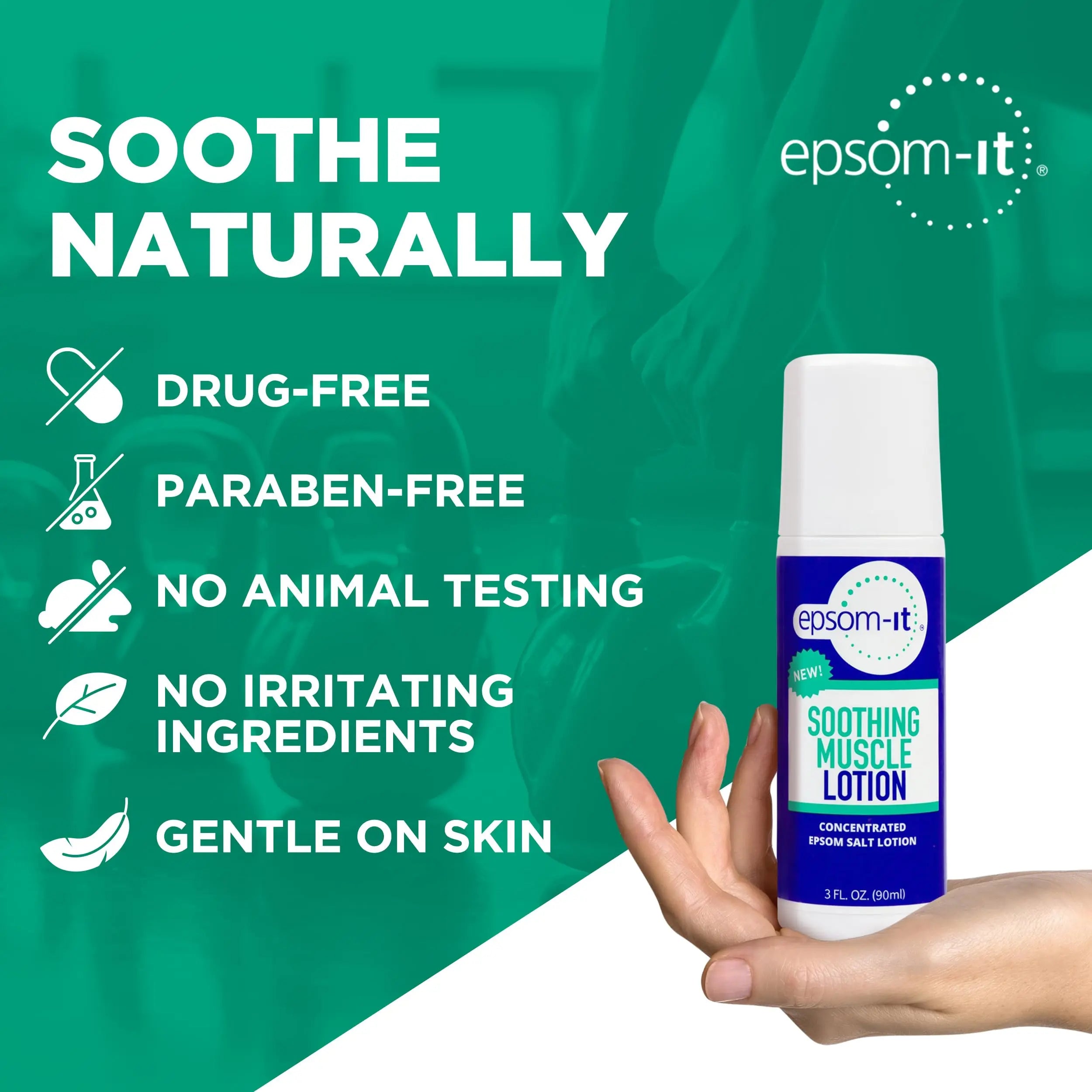 Epsom-It Soothing Muscle Lotion - Roll On Epsom Salt Lotion with Arnica for Muscle Stiffness, Leg, Knees and Feet Discomfort, Topical Magnesium Cream, 3oz EPSOM-IT uk supplements